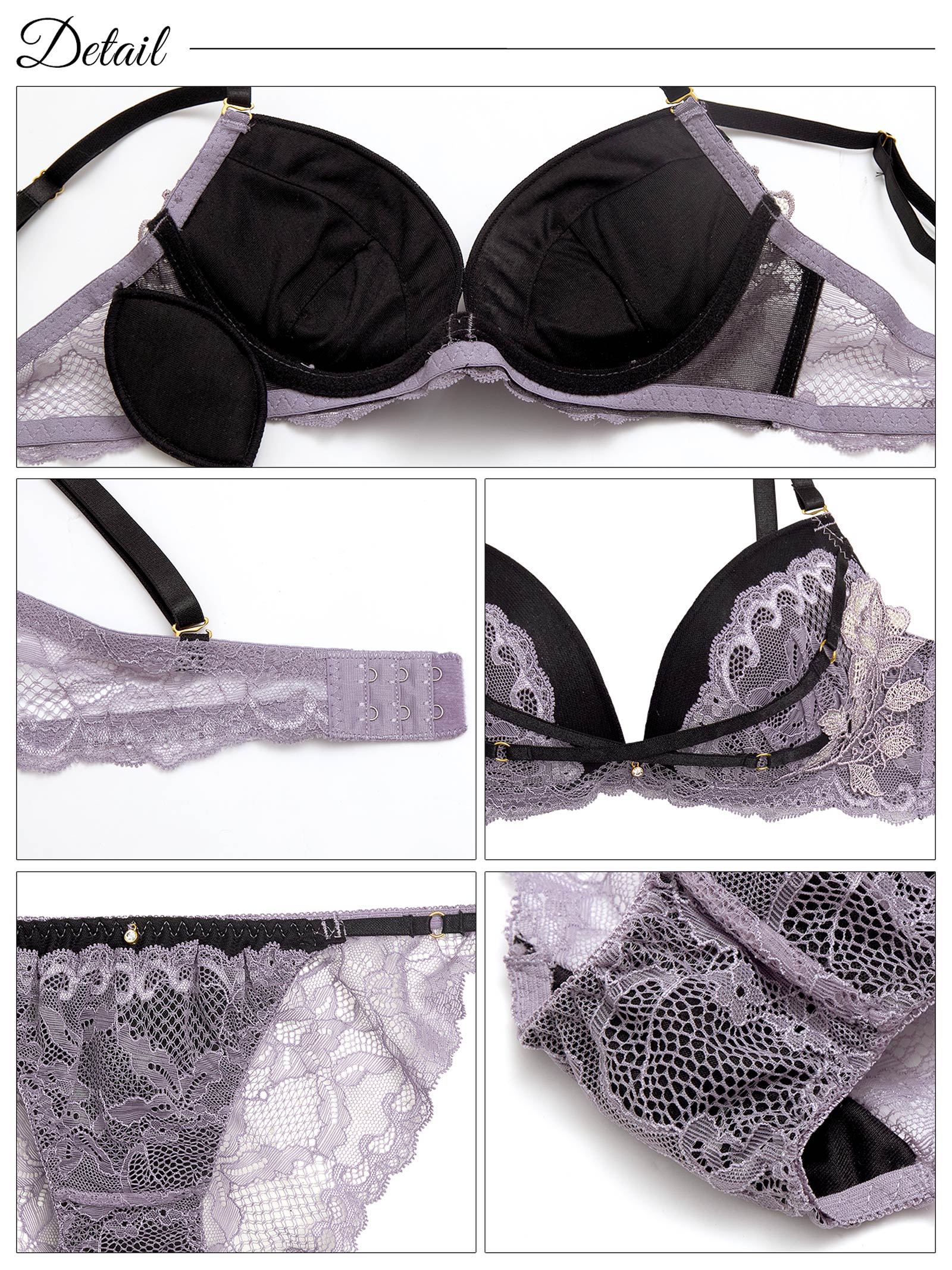 6/18新作!アンジュクロスエンブロイダリーブラジャー&バック透けフルバックショーツ