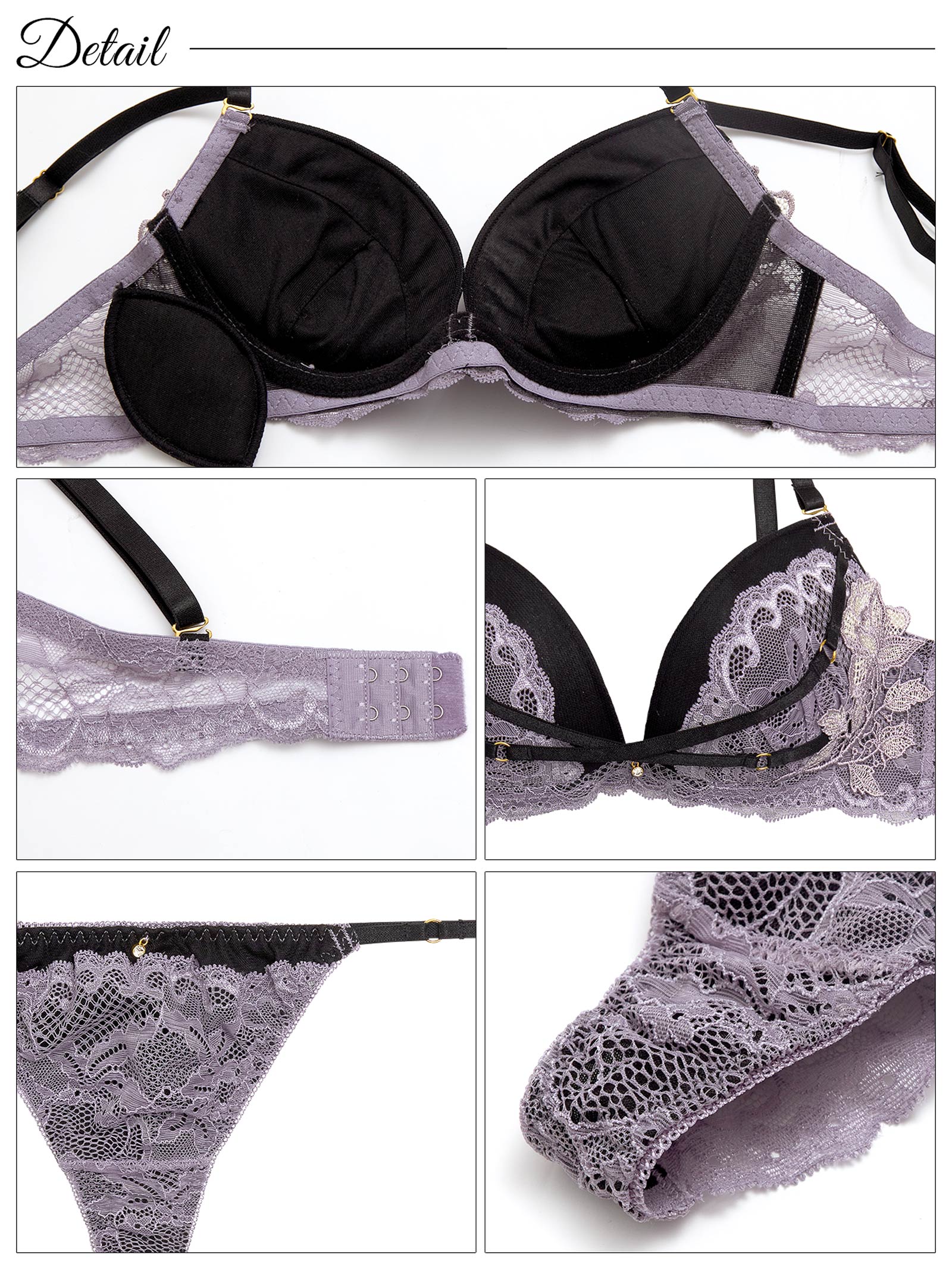 6/18新作!アンジュクロスエンブロイダリーブラジャー&バック透けTバックショーツ