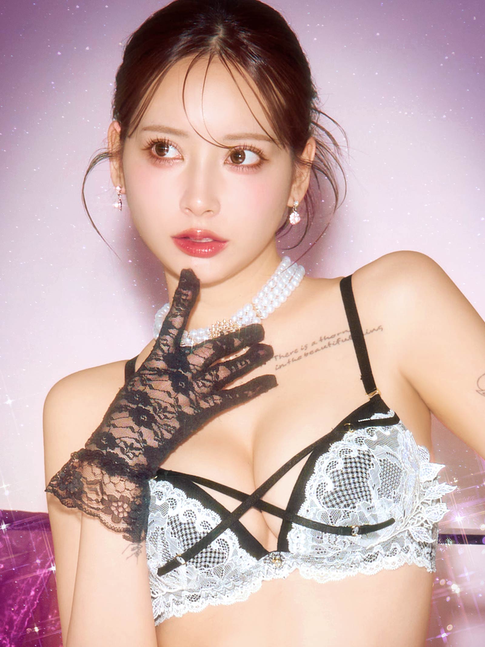 6/18新作!【EFサイズ】アンジュクロスエンブロイダリーブラジャー&バック透けフルバックショーツ