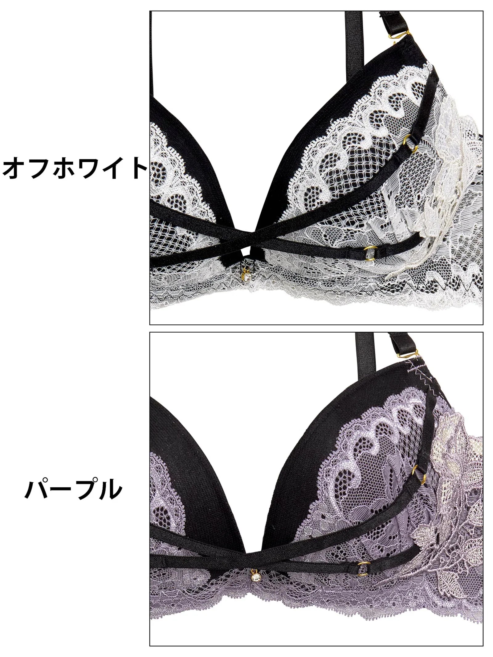 6/18新作!【EFサイズ】アンジュクロスエンブロイダリーブラジャー&バック透けフルバックショーツ