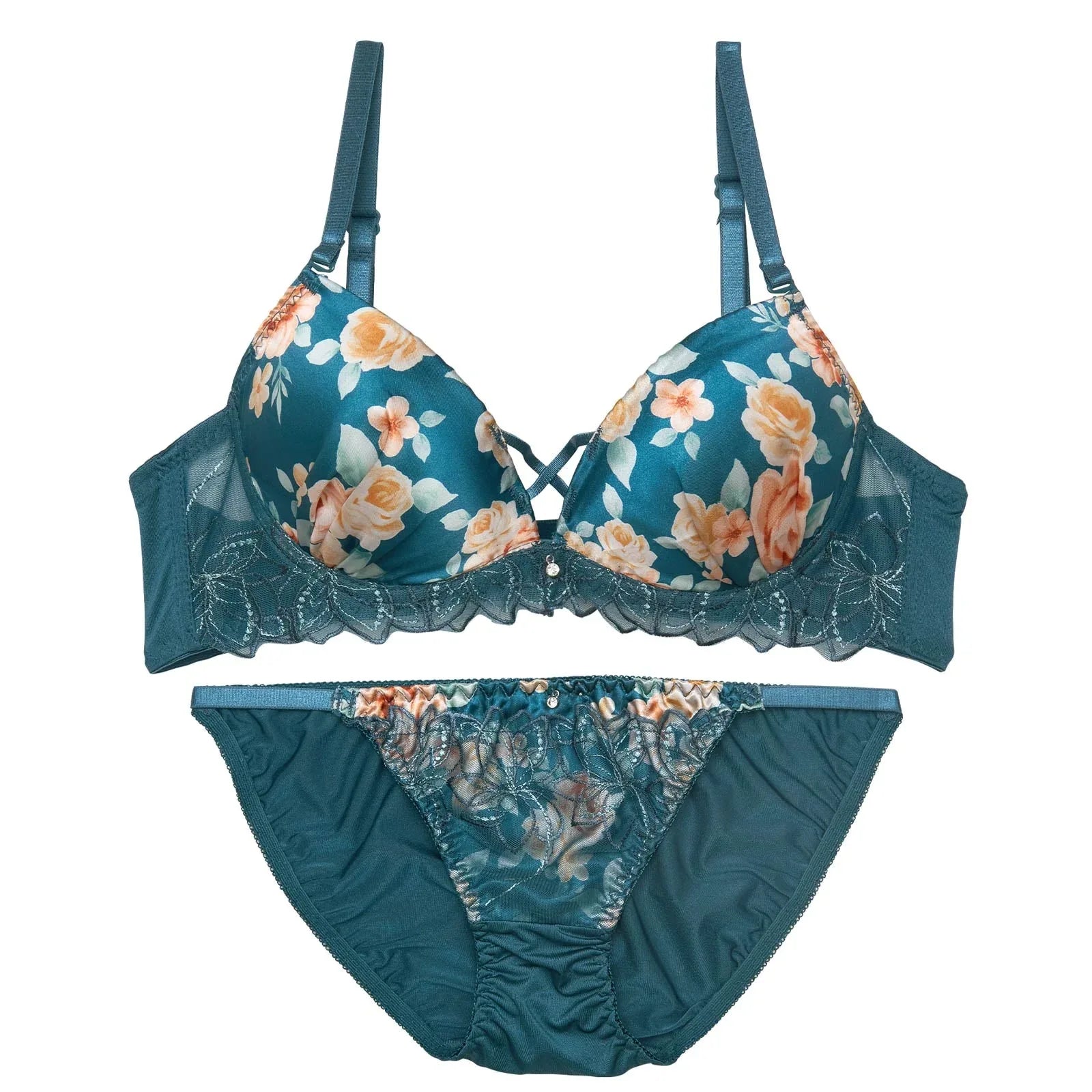 トワイライトブルームローズブラジャー&フルバックショーツ
