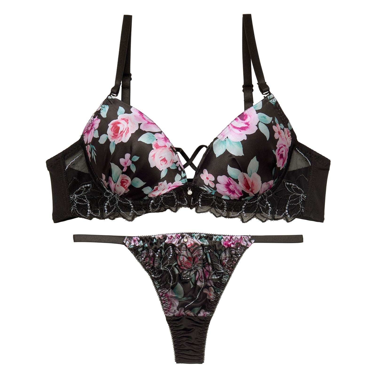 トワイライトブルームローズブラジャー&Tバックショーツ