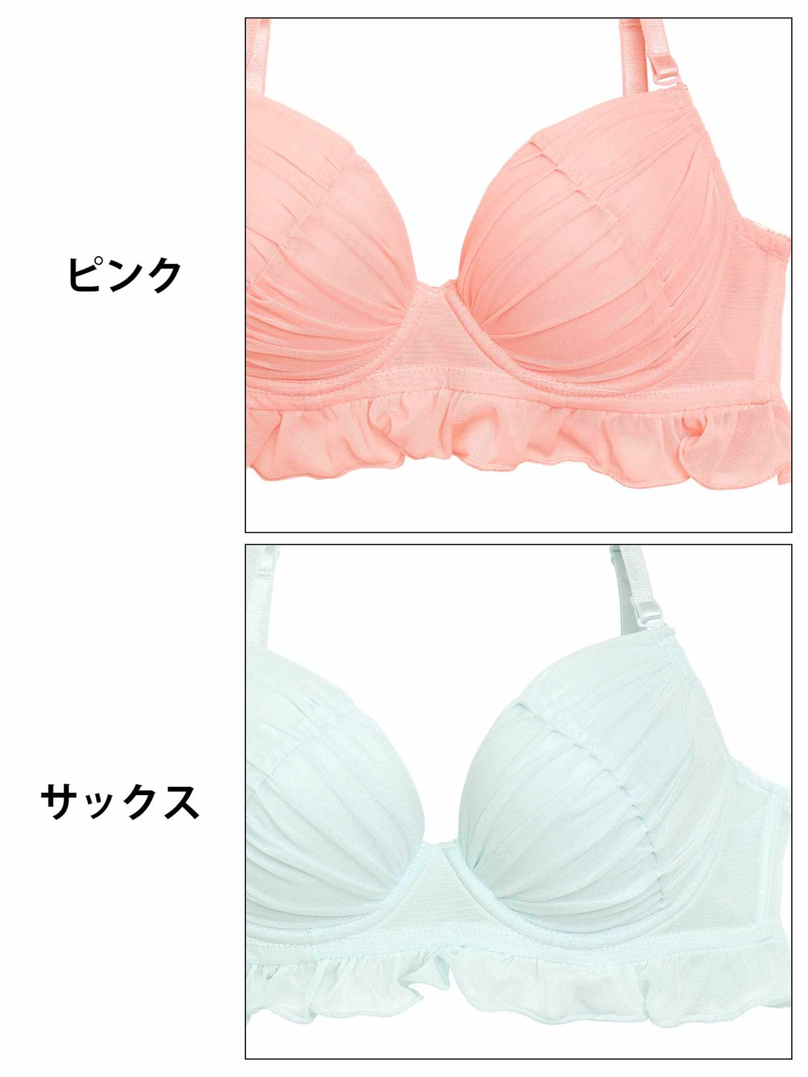 6/25新作!フェアリーフリルギャザーブラジャー&バック透けTバックショーツ