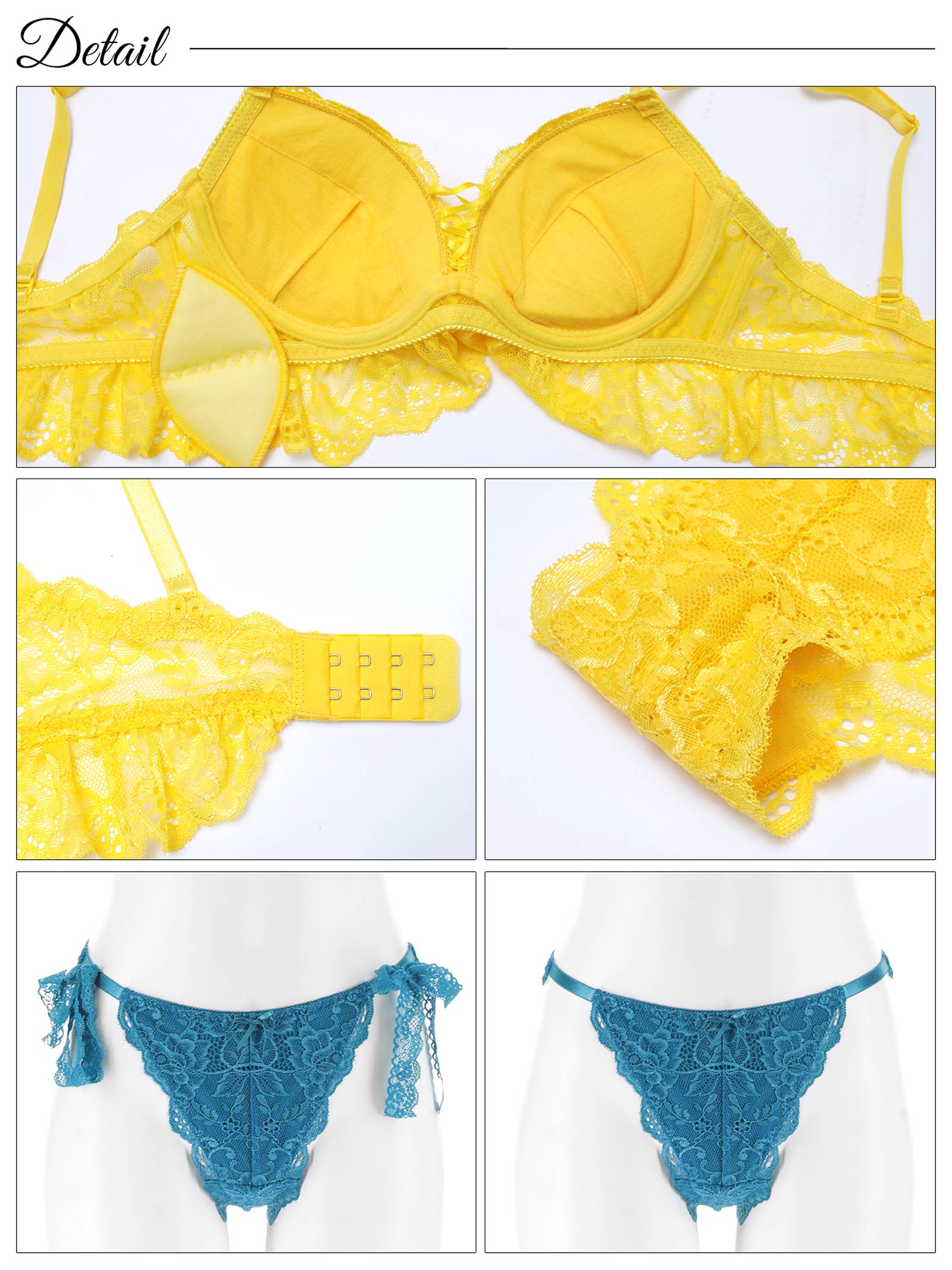 5/23新作!フレッシュレーシィレースアップ紐リボン付きブラジャー&バック透けフルバックショーツ