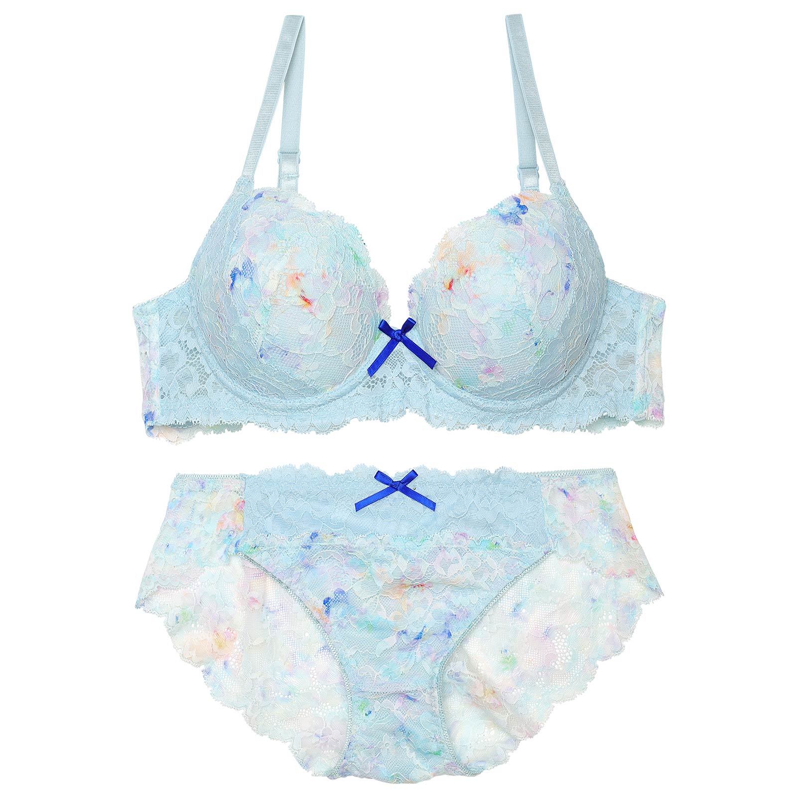 フレッシュスウィートフラワーブラジャー&バック透けフルバックショーツ