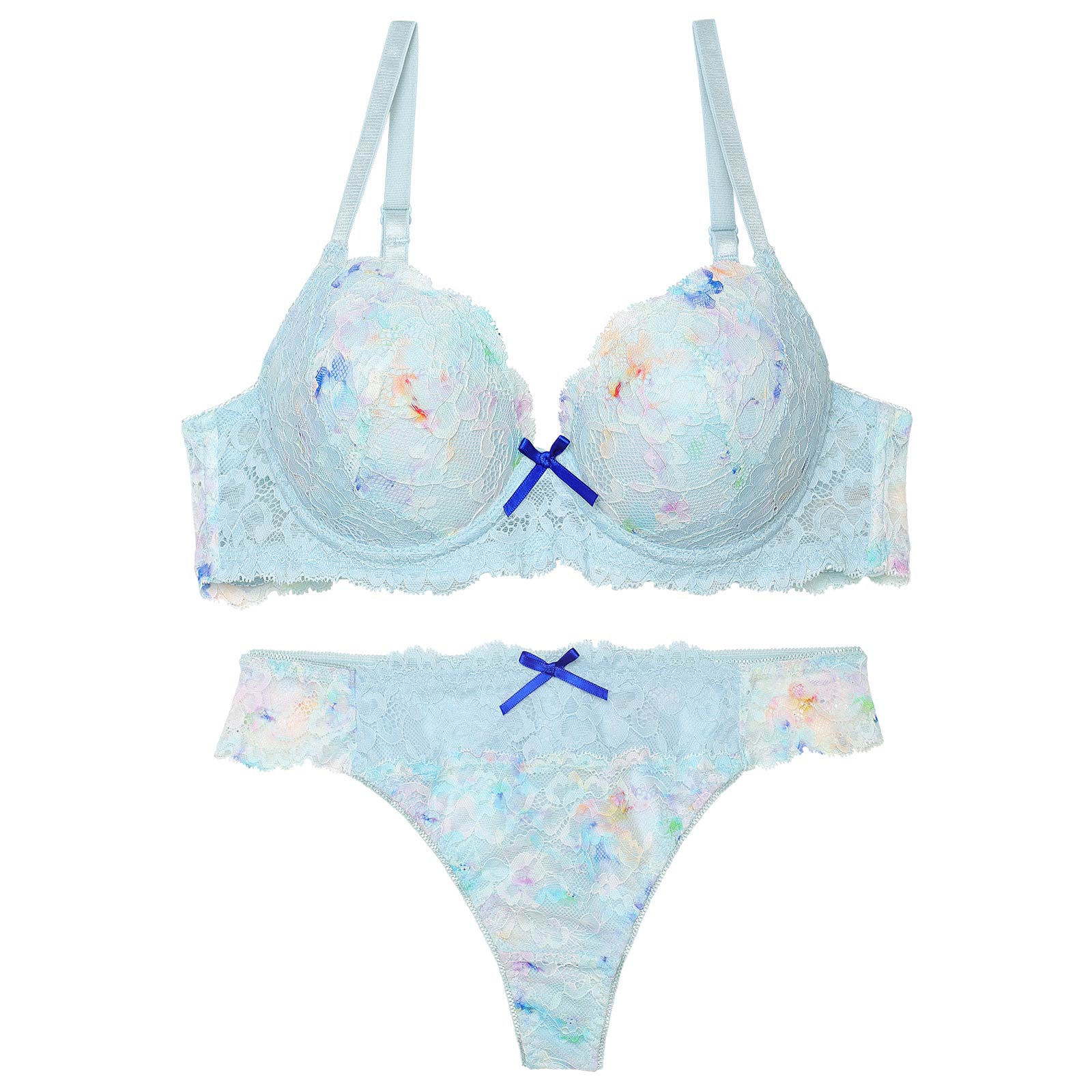 フレッシュスウィートフラワーブラジャー&バック透けTバックショーツ