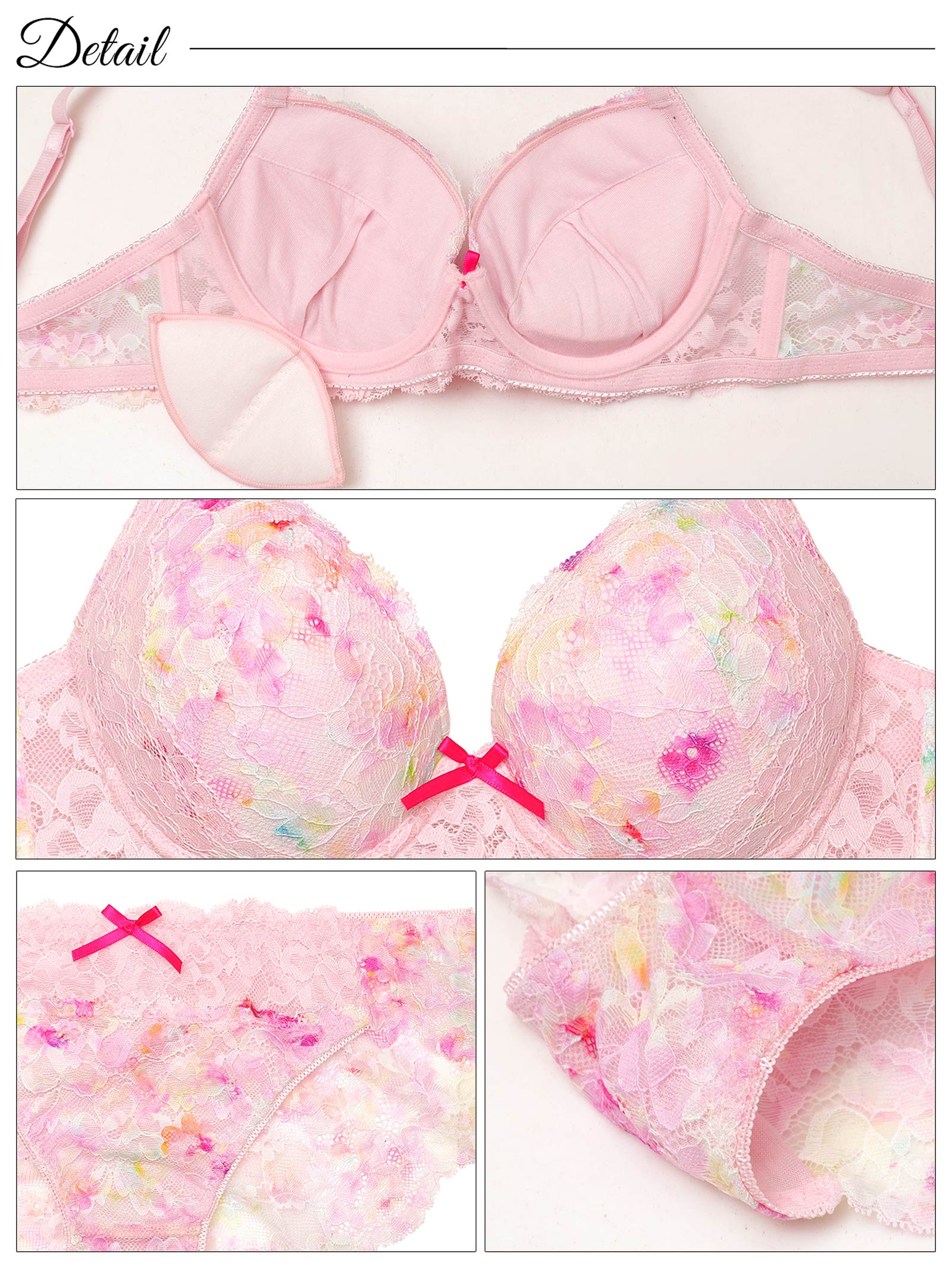 5/16新作!【EFサイズ】フレッシュスウィートフラワーブラジャー&バック透けフルバックショーツ
