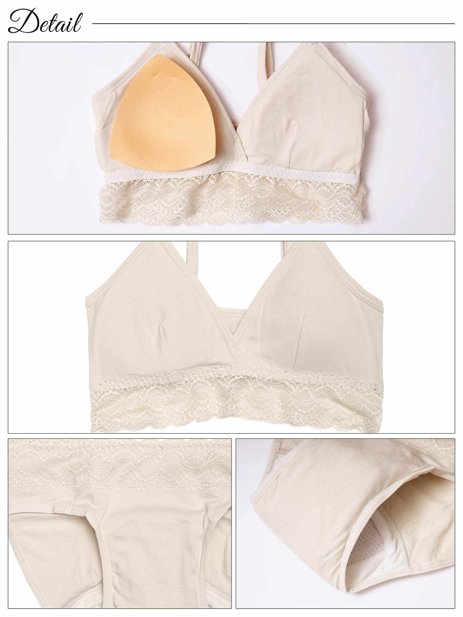 1/24新作!【ノンワイヤー】アンダーレースブラジャー&吸水フルバックショーツ