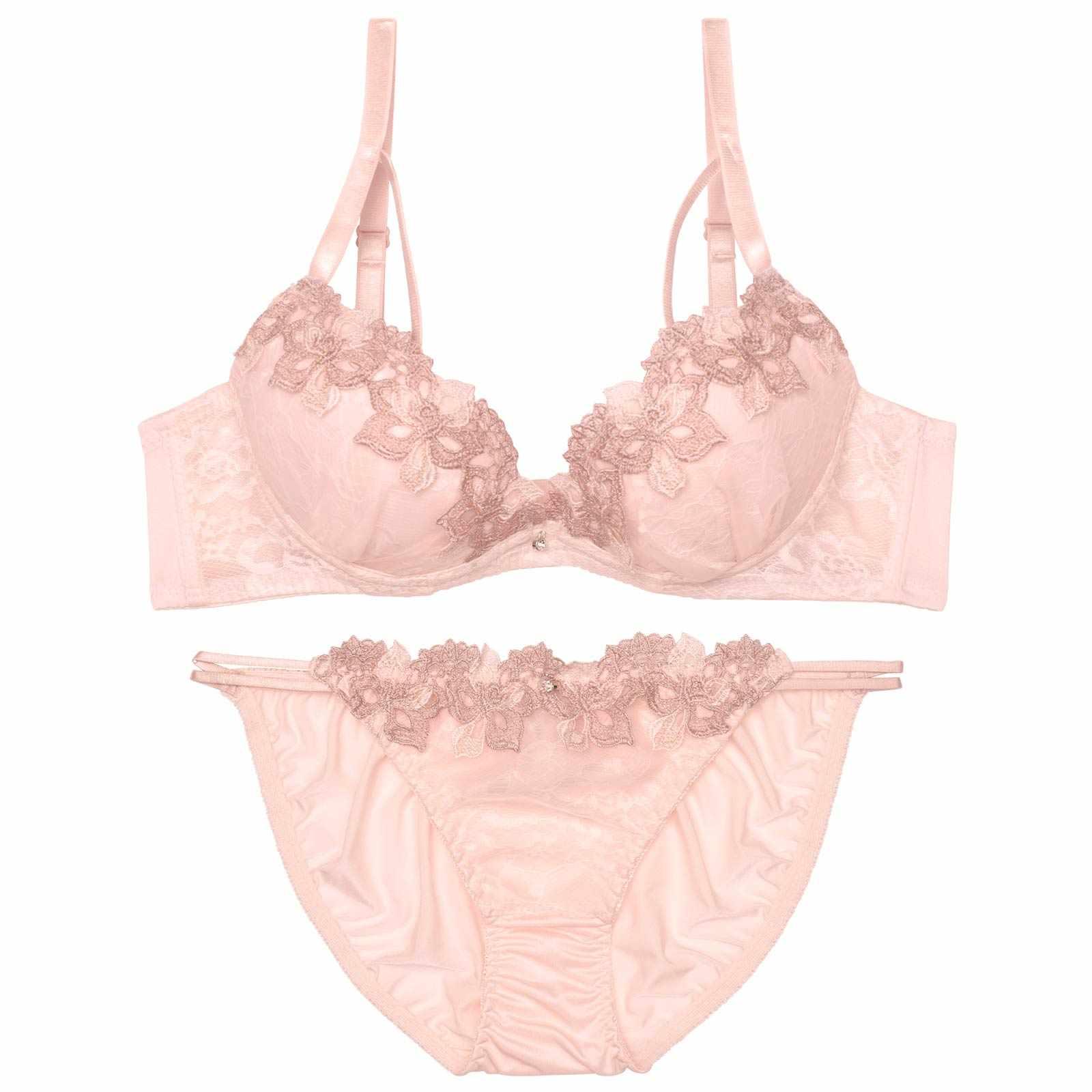 【EFサイズ】シャイニースウィートフルールブラジャー&フルバックショーツ