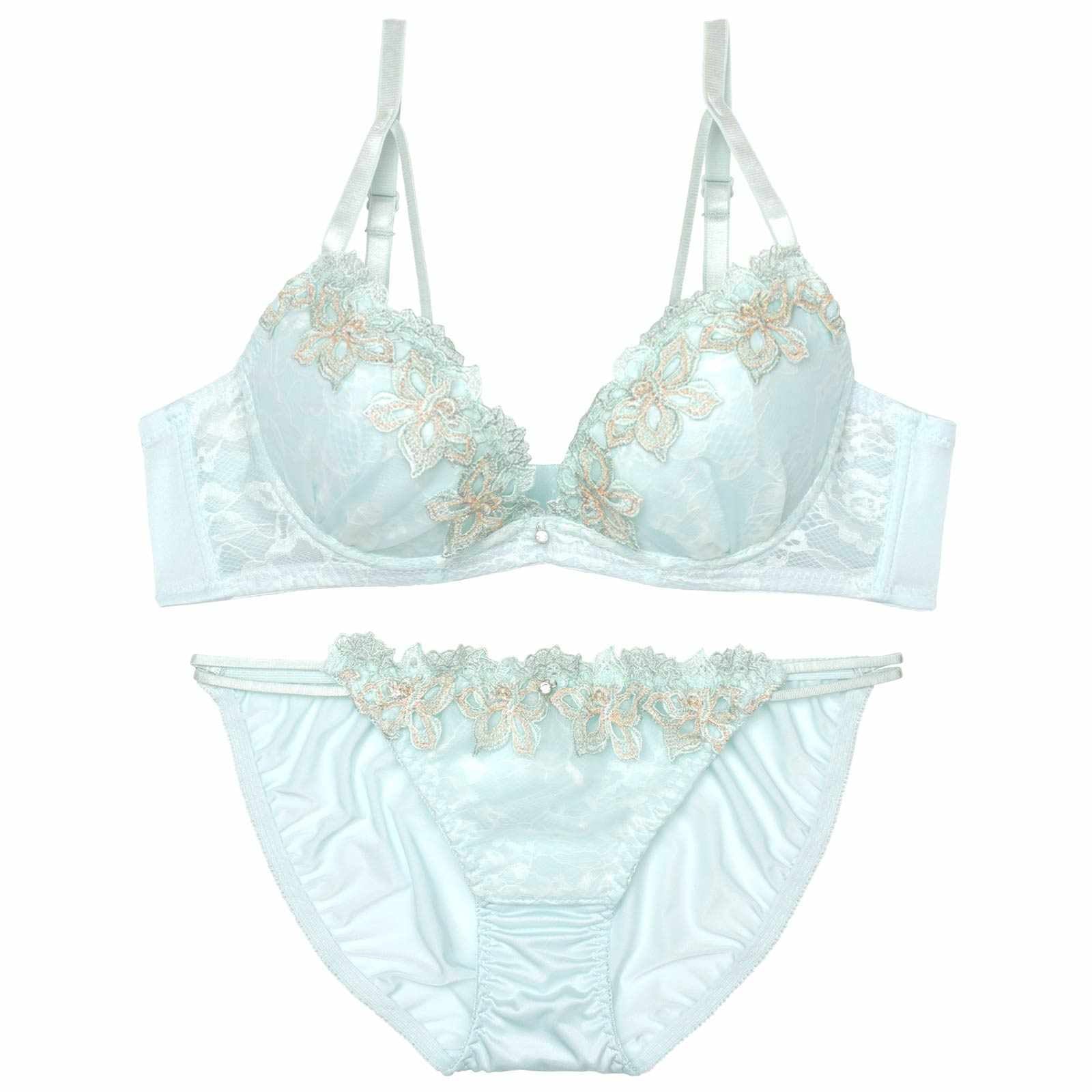 【EFサイズ】シャイニースウィートフルールブラジャー&フルバックショーツ