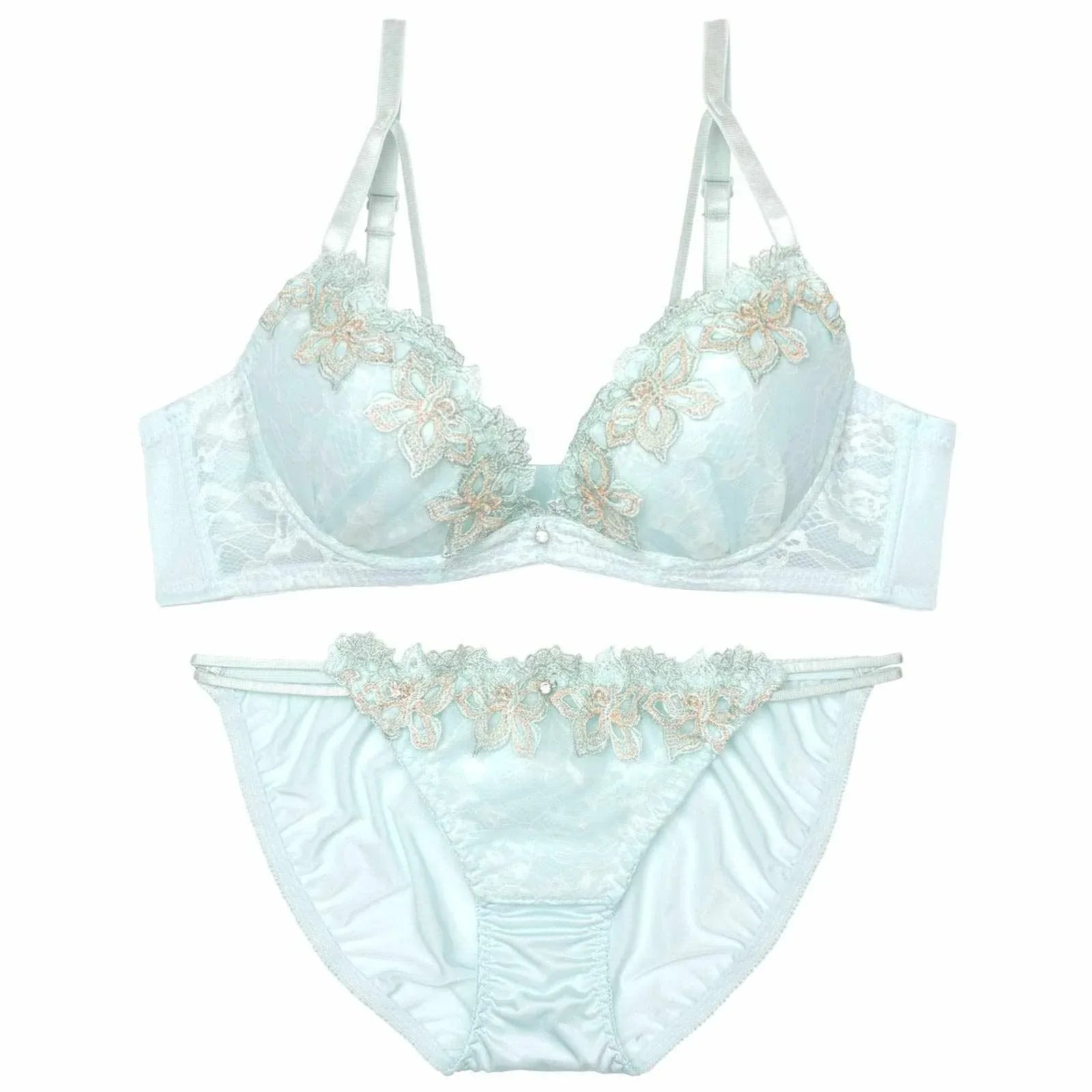 【EFサイズ】シャイニースウィートフルールブラジャー&フルバックショーツ