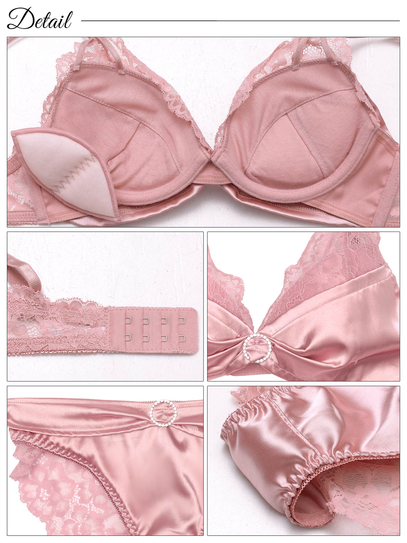 7/7新作!リボンリングビジューレースブラジャー&バック透けフルバックショーツ