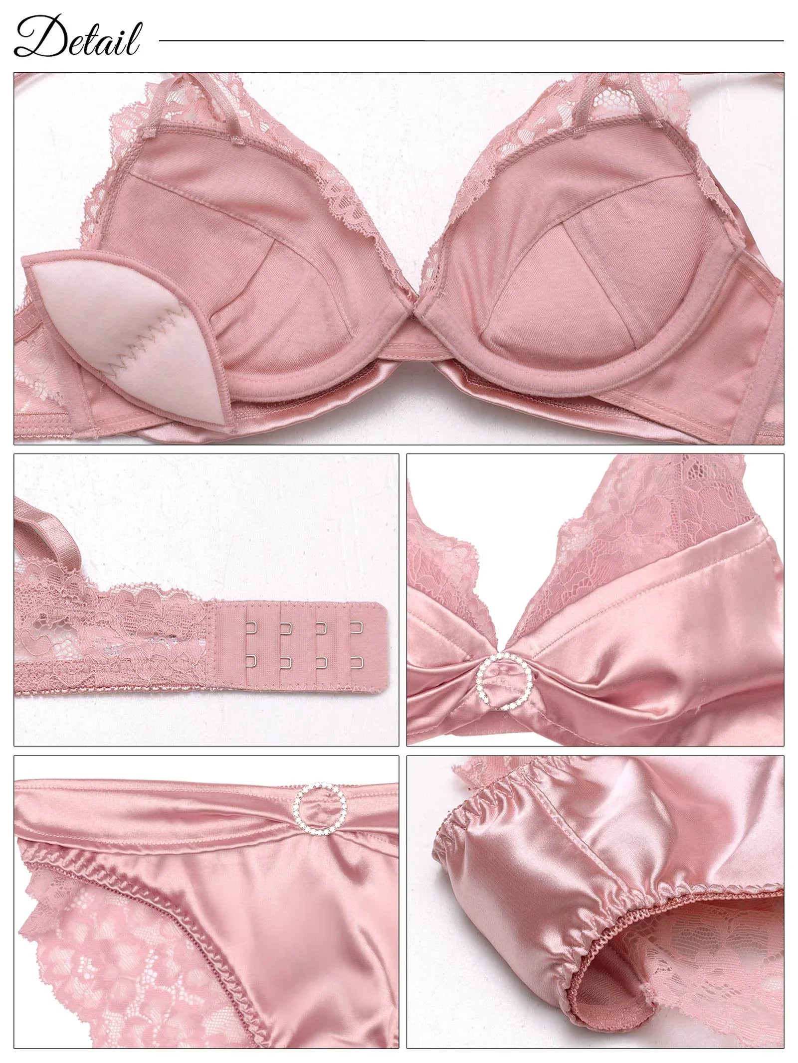 7/7新作!リボンリングビジューレースブラジャー&バック透けフルバックショーツ