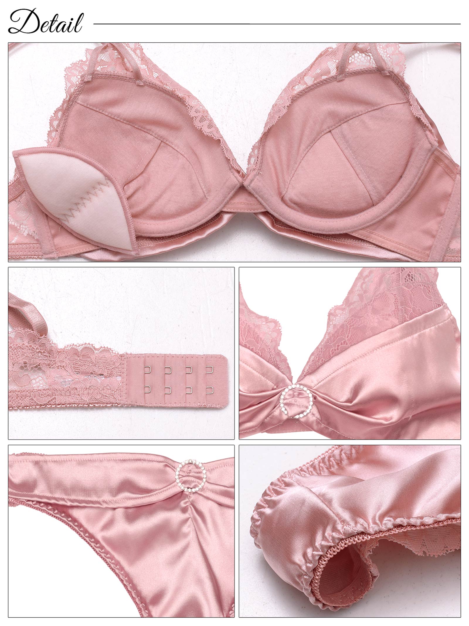 7/7新作!リボンリングビジューレースブラジャー&バック透けTバックショーツ