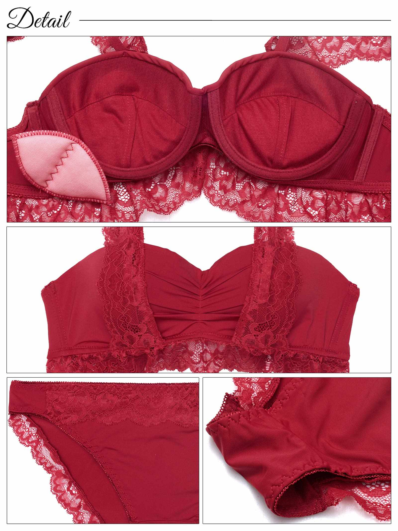 7/9新作!【EFサイズ】フリルレーシィギャザーブラジャー&フルバックショーツ