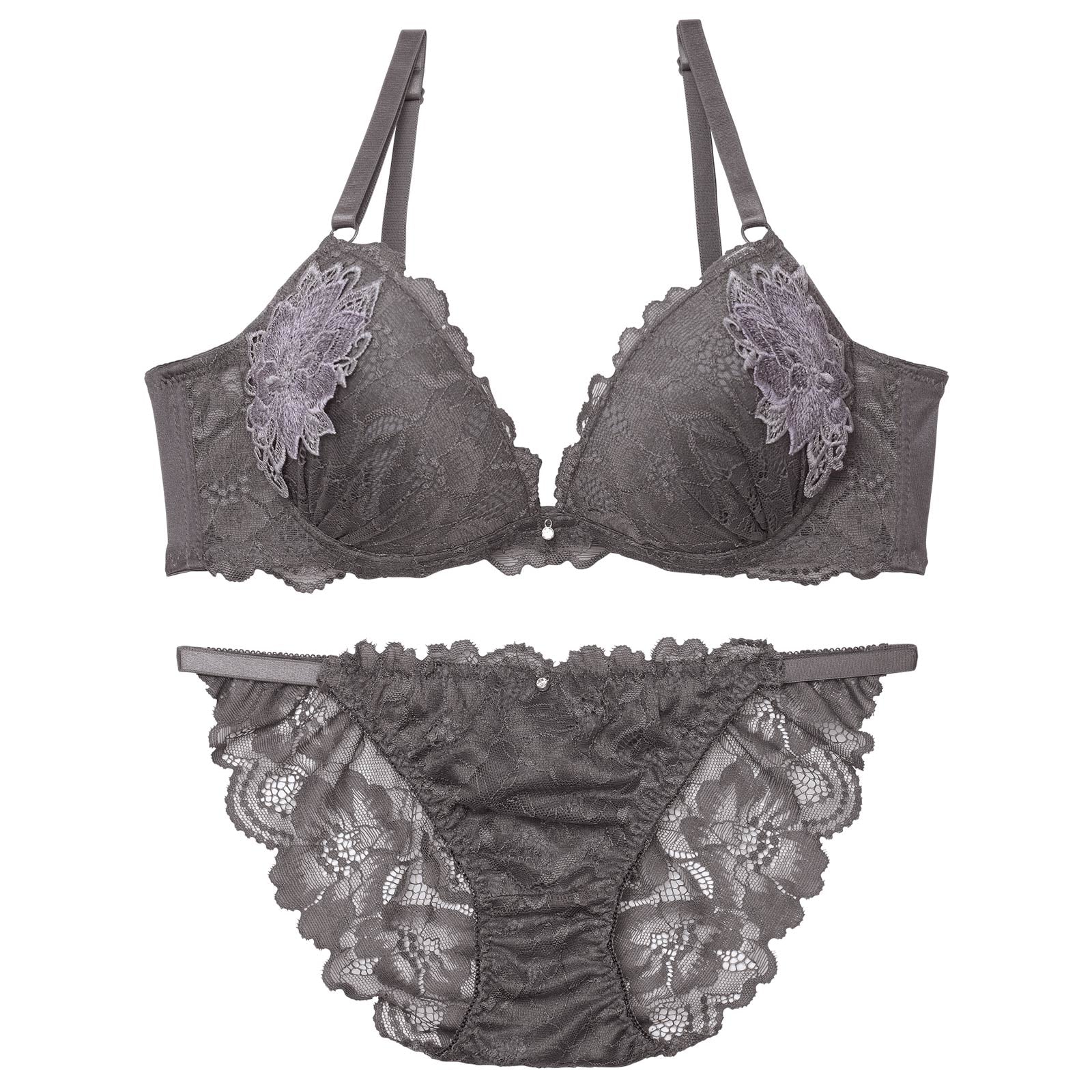 ミスティックレーシィピオニー育乳脇高ブラジャー&バック透けフルバックショーツ