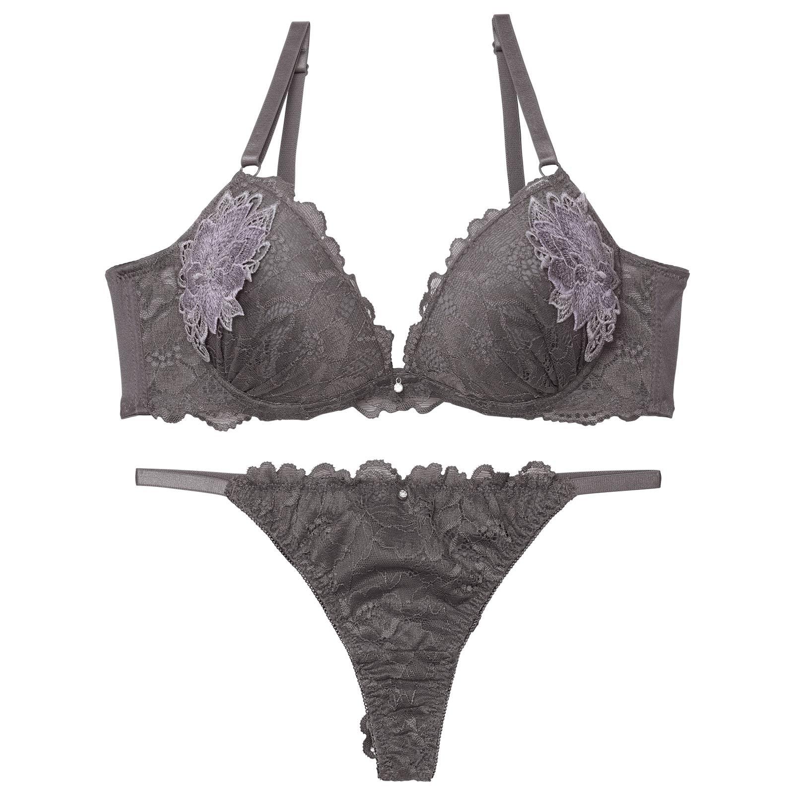 ミスティックレーシィピオニー育乳脇高ブラジャー&バック透けTバックショーツ