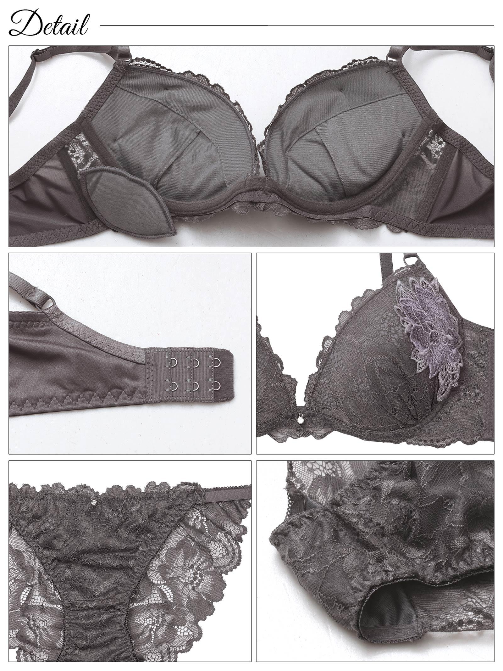 8/29新作!【EFサイズ】ミスティックレーシィピオニー育乳脇高ブラジャー&バック透けフルバックショーツ