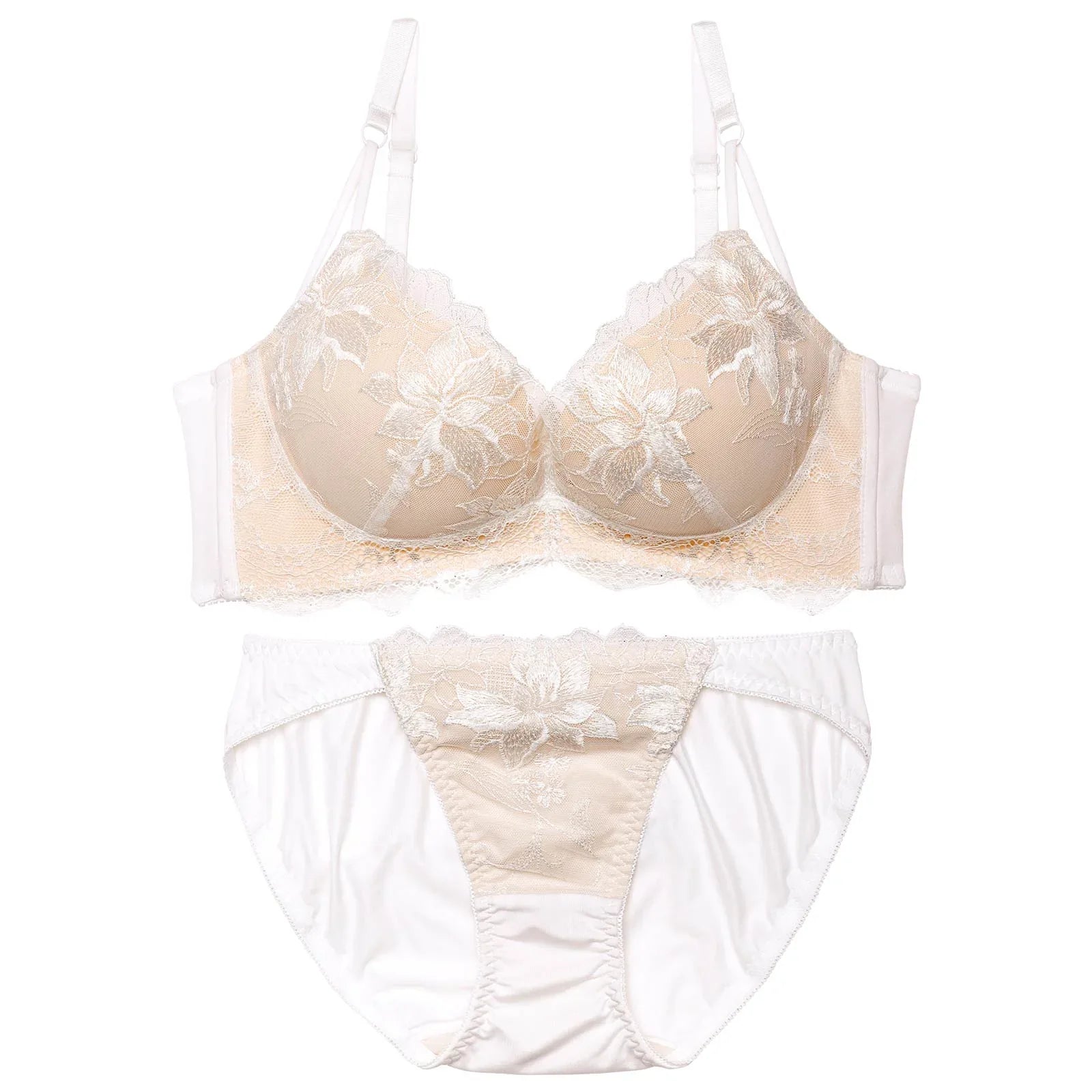 ヌーディーアマリリス育乳脇高ブラジャー&フルバックショーツ - 【公式】247Lingerie