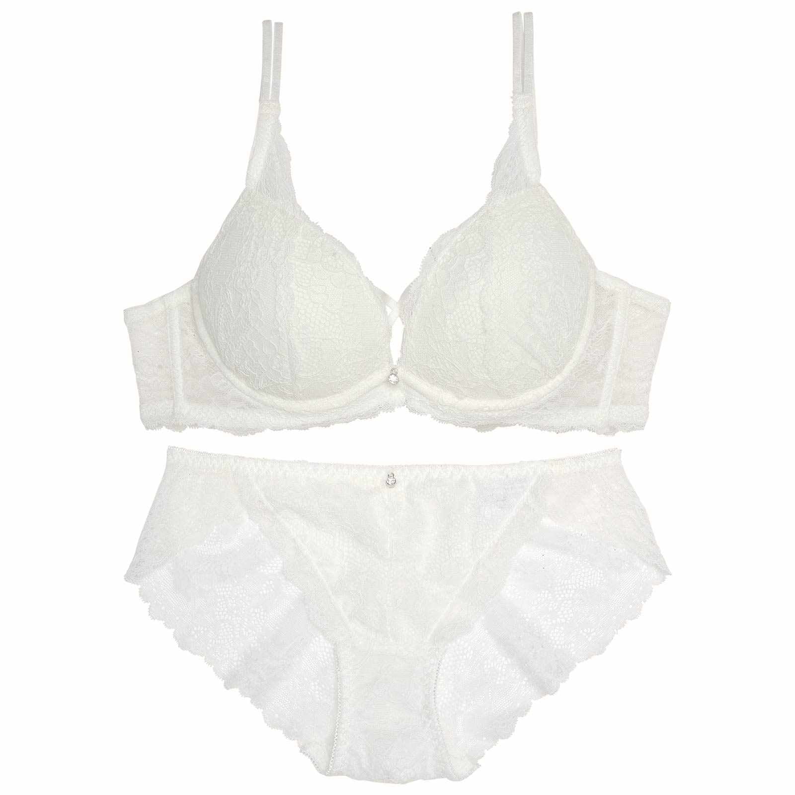 【EFサイズ】クロスデザインレーシィブラジャー&バック透けフルバックショーツ