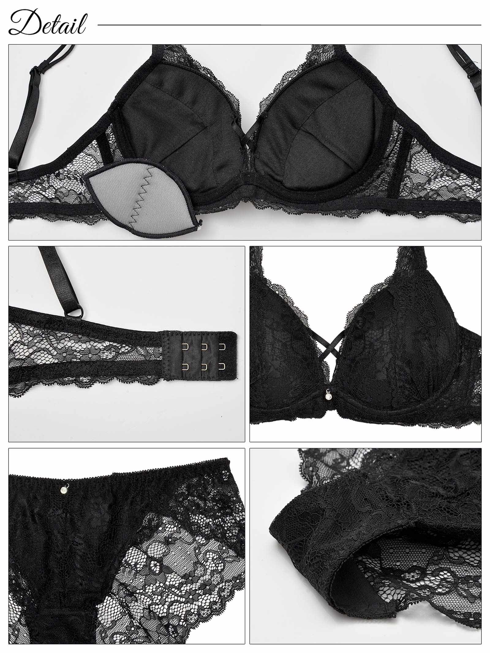 9/11再販!【EFサイズ】クロスデザインレーシィブラジャー&バック透けフルバックショーツ