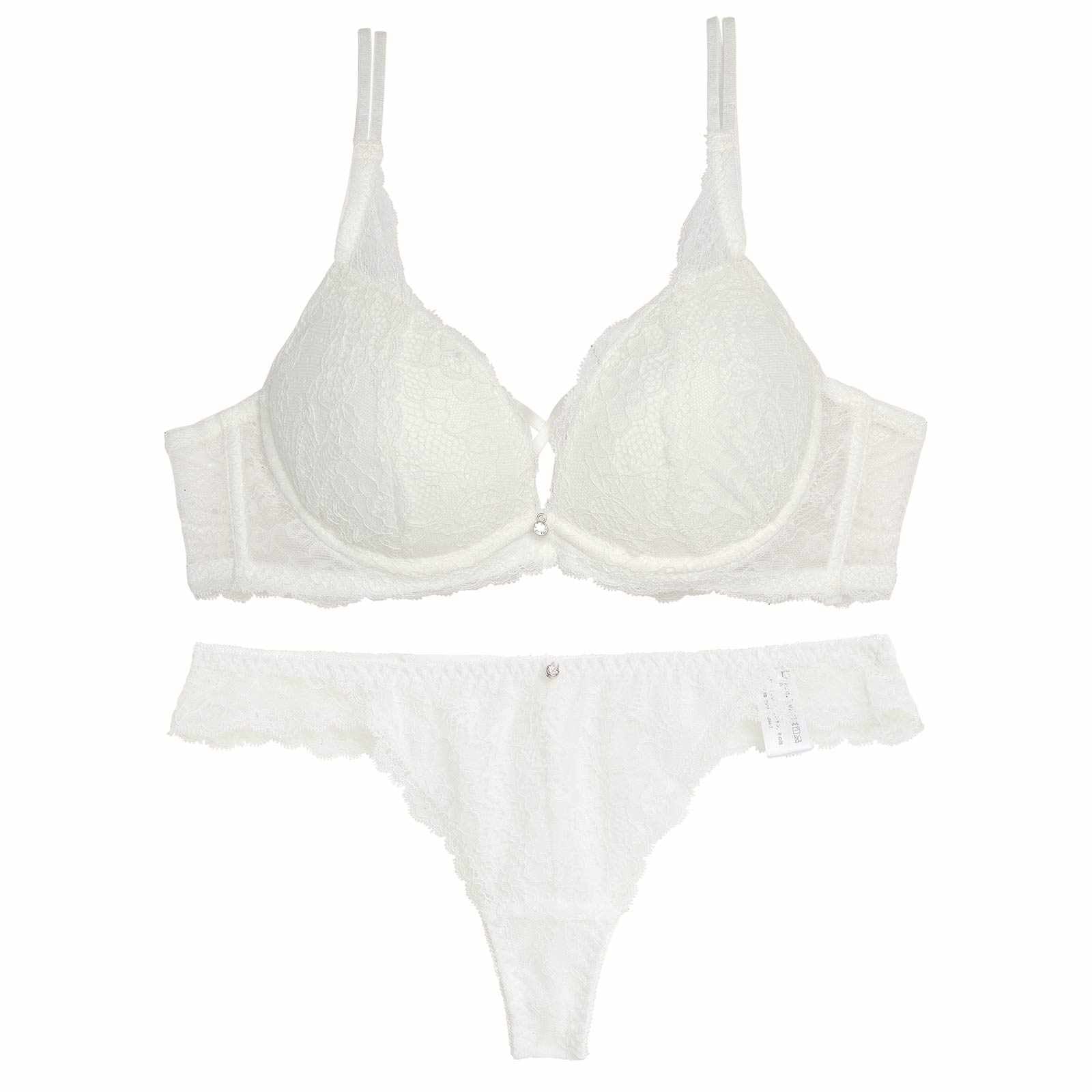 【EFサイズ】クロスデザインレーシィブラジャー&バック透けTバックショーツ