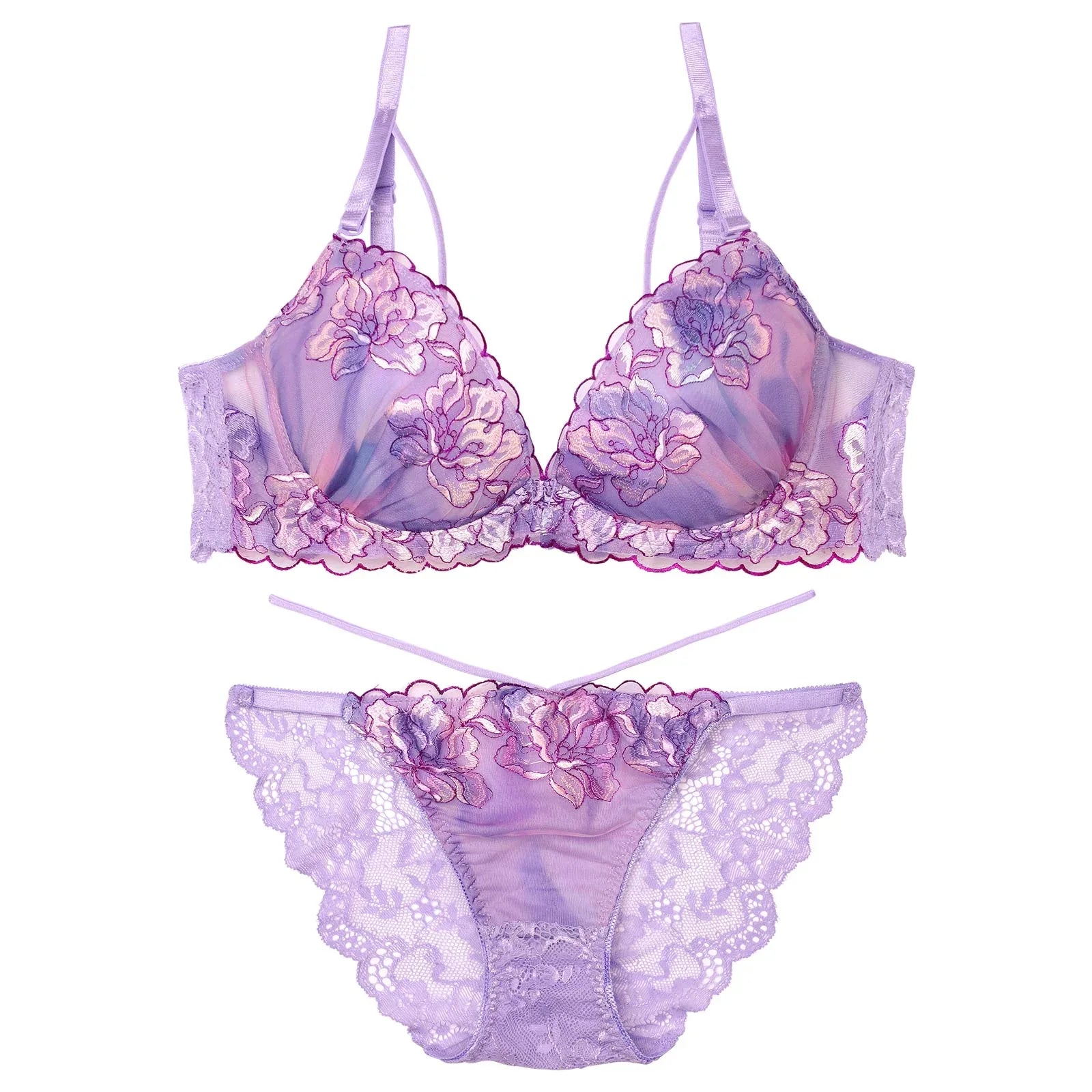 【三上悠亜着用】ルミエールフラワースカラップブラジャー&バック透けフルバックショーツ