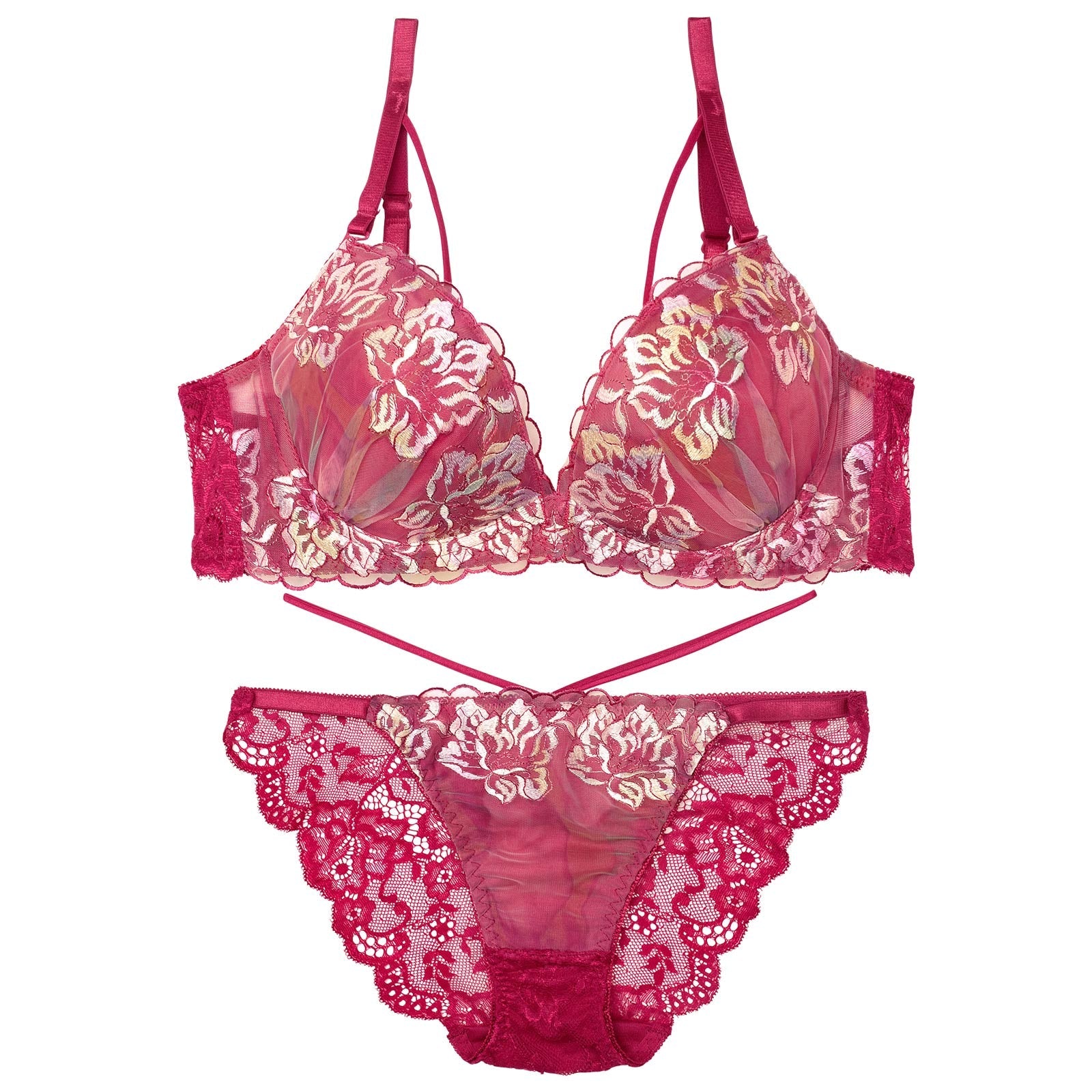 【三上悠亜着用】ルミエールフラワースカラップブラジャー&バック透けフルバックショーツ