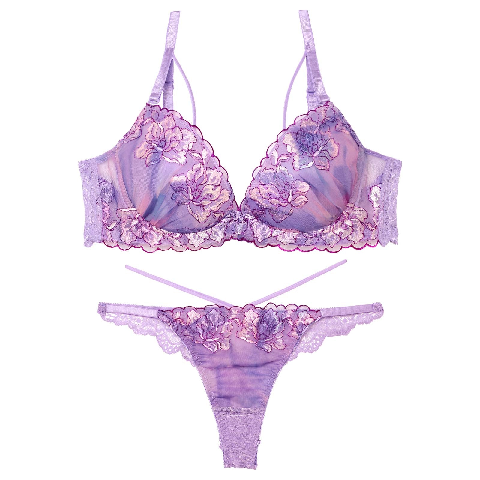 【三上悠亜着用】ルミエールフラワースカラップブラジャー&バック透けTバックショーツ