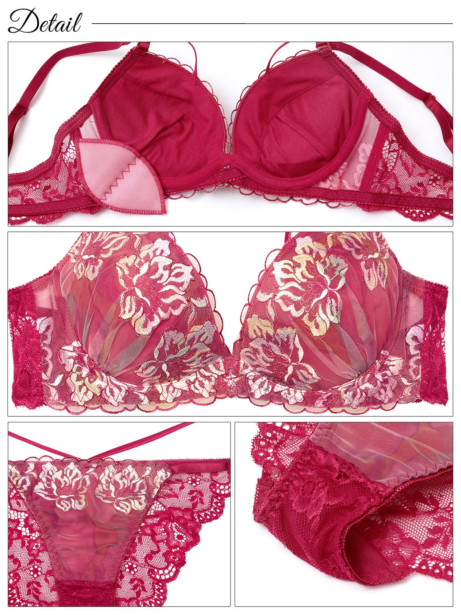 【三上悠亜着用】【EFサイズ】ルミエールフラワースカラップブラジャー&バック透けフルバックショーツ
