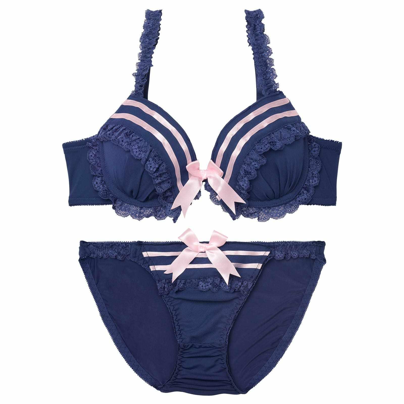 【かとゆり着用】キュートマリンセーラーブラジャー&フルバックショーツ