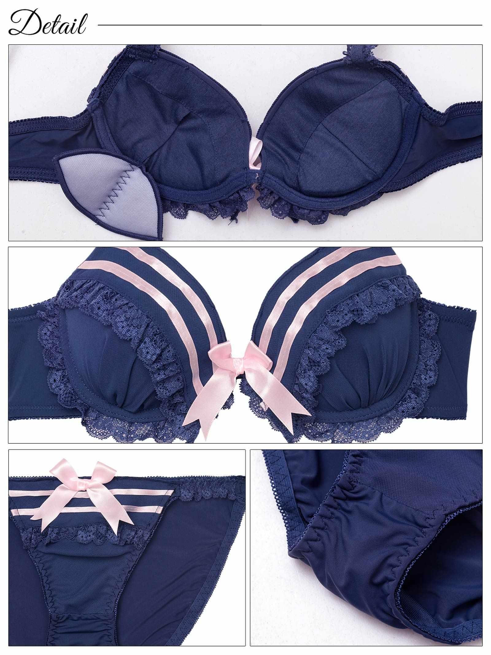 8/4新作!【EFサイズ】キュートマリンセーラーブラジャー&フルバックショーツ