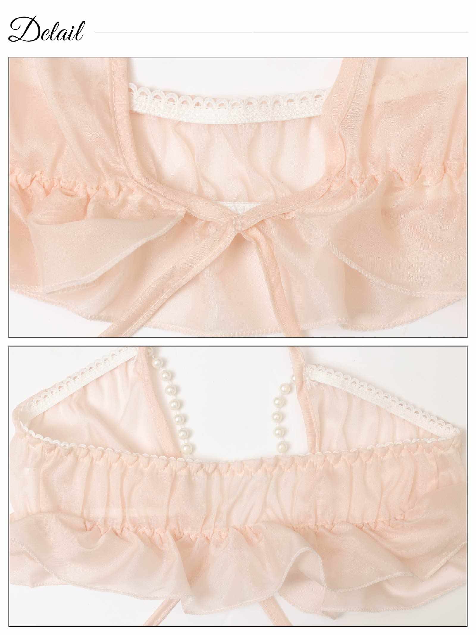 【3点セット】プリンセスパールシフォンブラジャー&Tバックショーツ&アームカバー