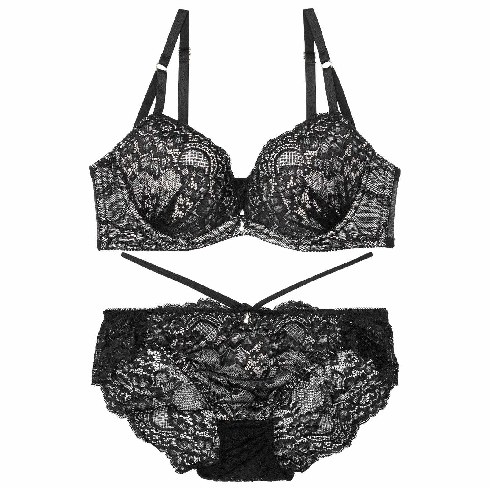 マリアージュコードレースブラジャー&バック透けフルバックショーツ