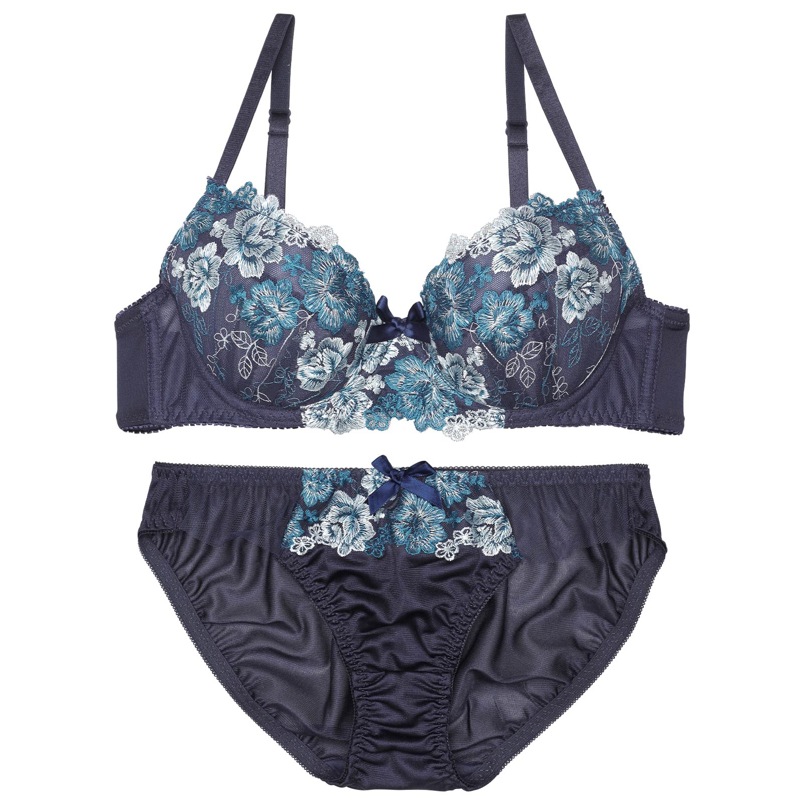 ブリリアントローズフラワーブラジャー&フルバックショーツ