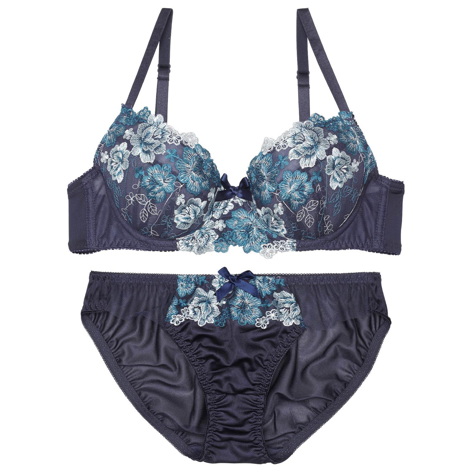 ブリリアントローズフラワーブラジャー&フルバックショーツ - 【公式】247Lingerie