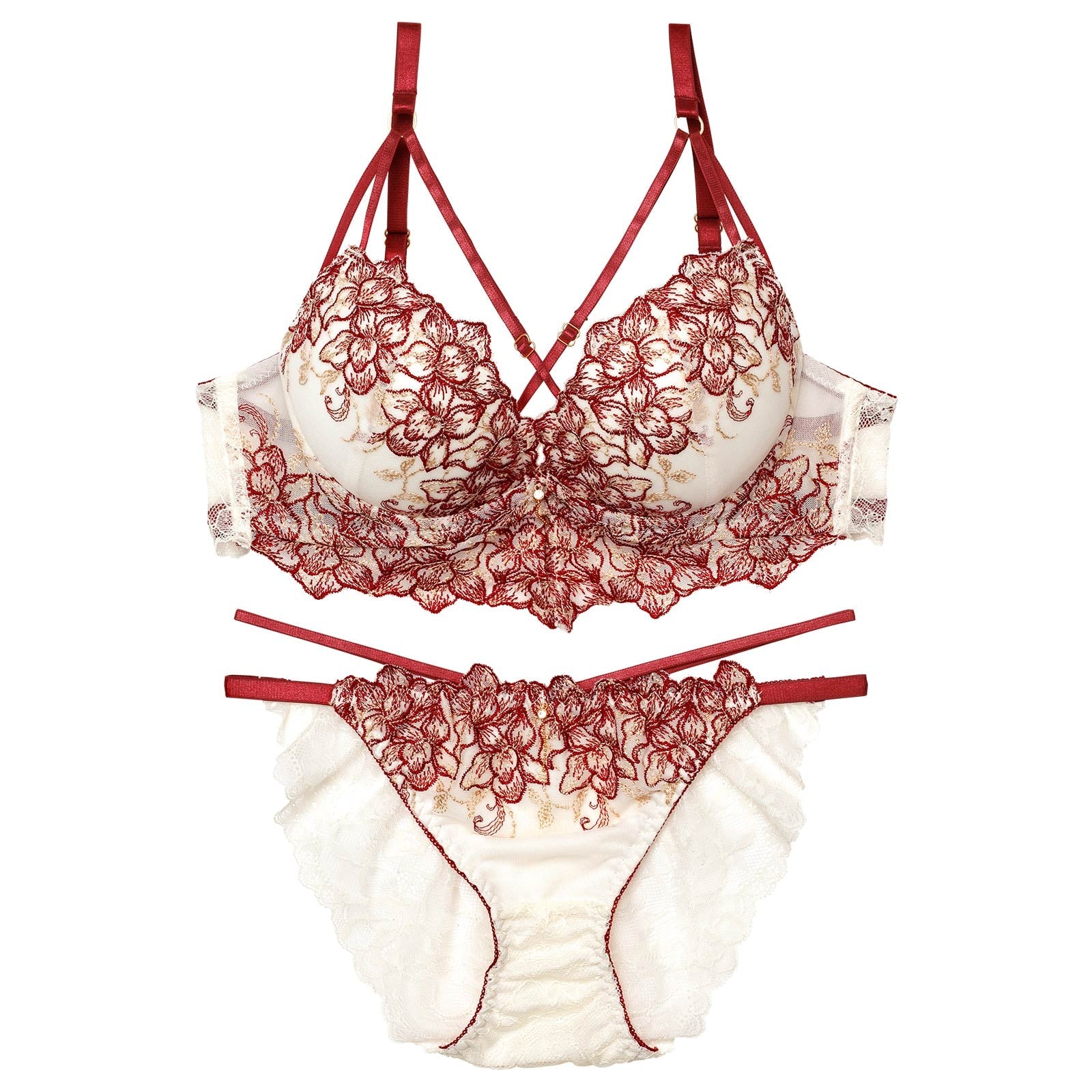 11/18再販!ラグジュアリーブルームストリングブラジャー&バック透けフルバックショーツ