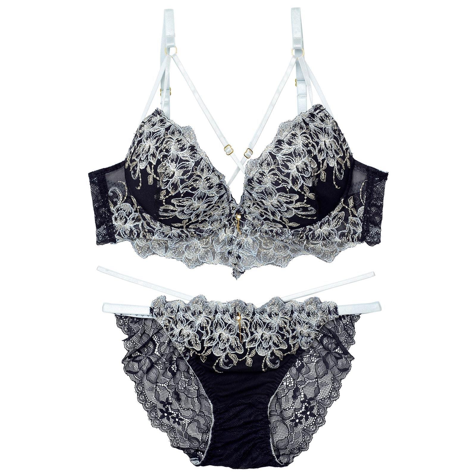 ラグジュアリーブルームストリングブラジャー&バック透けフルバックショーツ