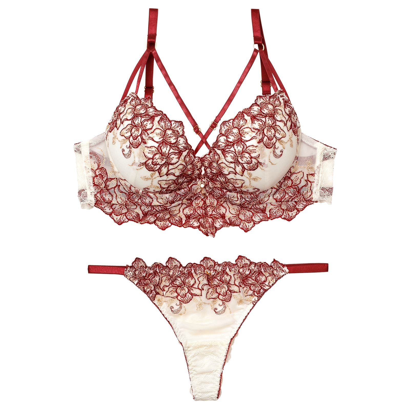 11/18再販!ラグジュアリーブルームストリングブラジャー&バック透けTバックショーツ