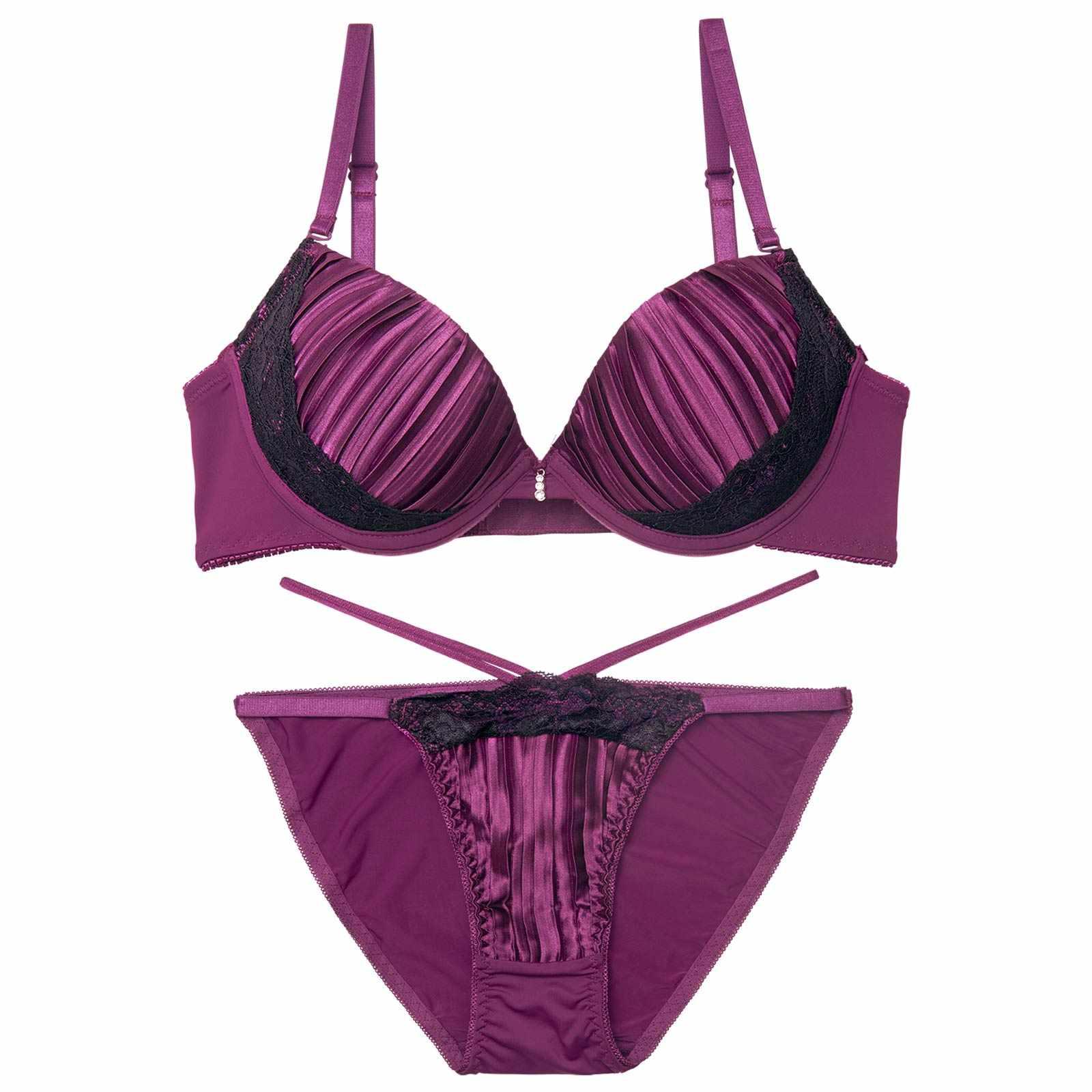 【三上悠亜着用】リッチプリーツサテンブラジャー&フルバックショーツ