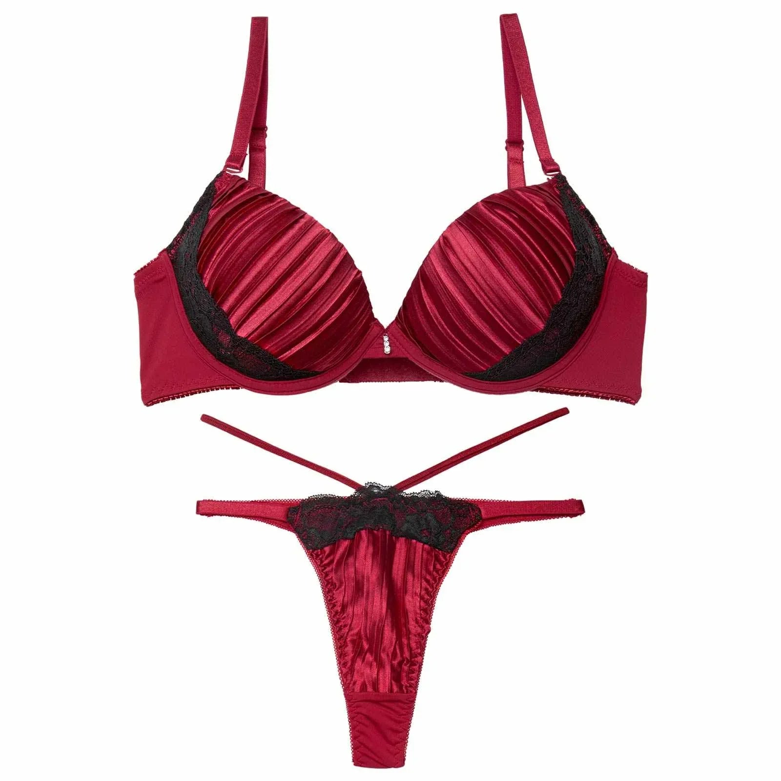 【三上悠亜着用】リッチプリーツサテンブラジャー&Tバックショーツ