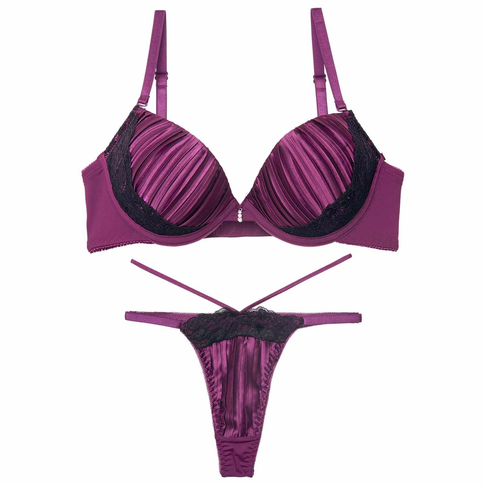 【三上悠亜着用】リッチプリーツサテンブラジャー&Tバックショーツ