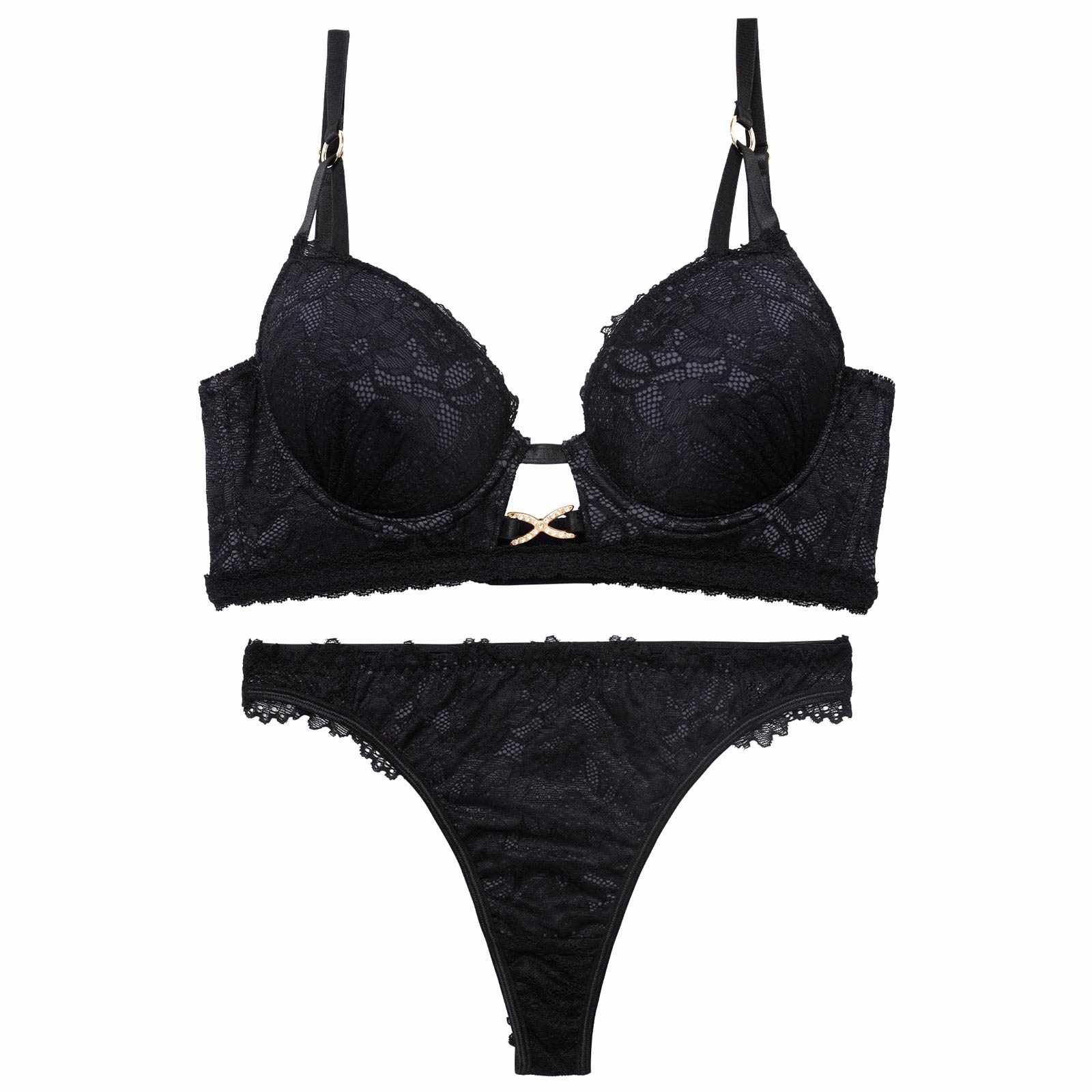 12/26新作!【三上悠亜着用】シャドウレースビジューホール育乳脇高ブラジャー&バック透けTバックショーツ