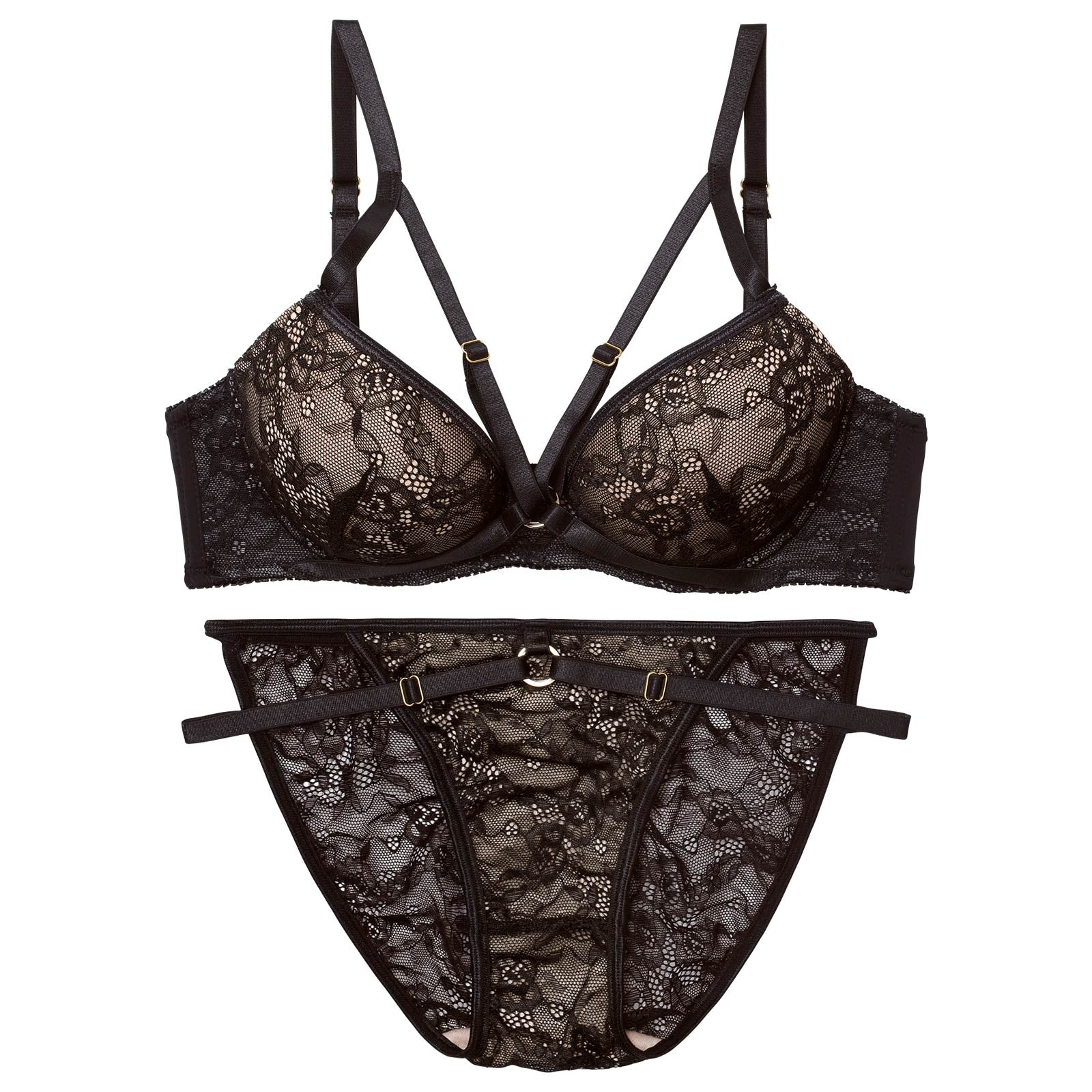 3/13新作!ドラマティックコードレースブラジャー&バック透けフルバックショーツ