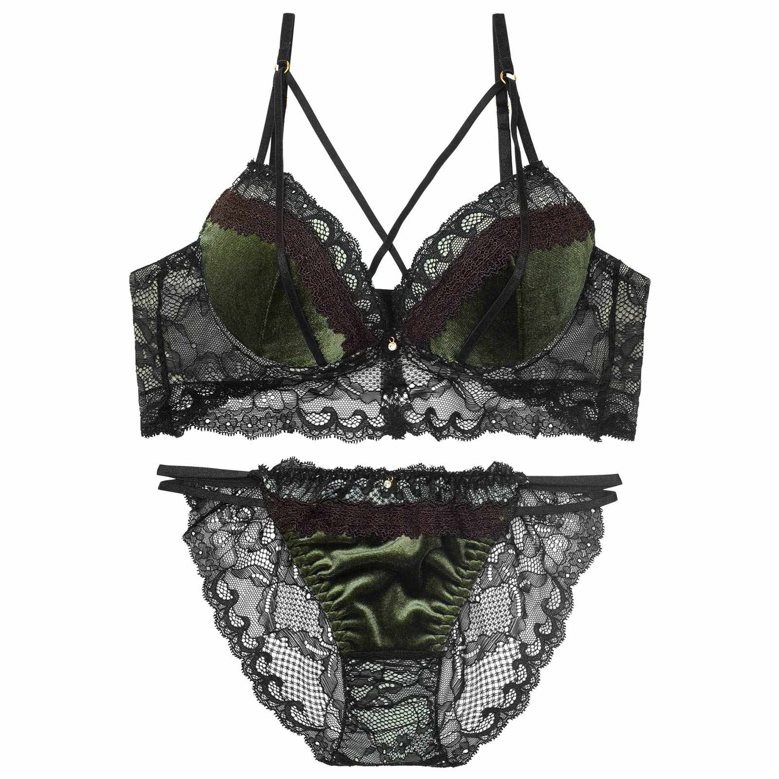 11/12新作!ノーブルベロアコードブラジャー&バック透けフルバックショーツ