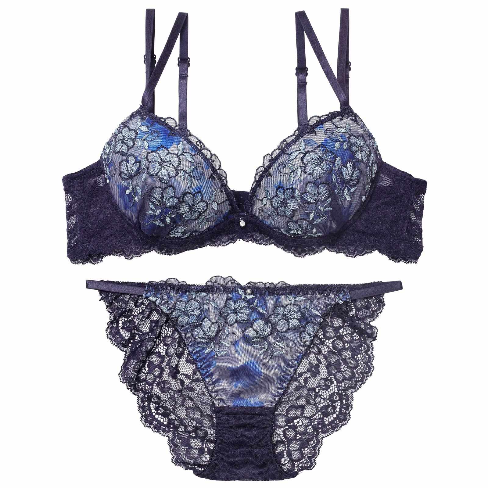 11/14新作!ルミエールディープフラワーブラジャー&バック透けフルバックショーツ