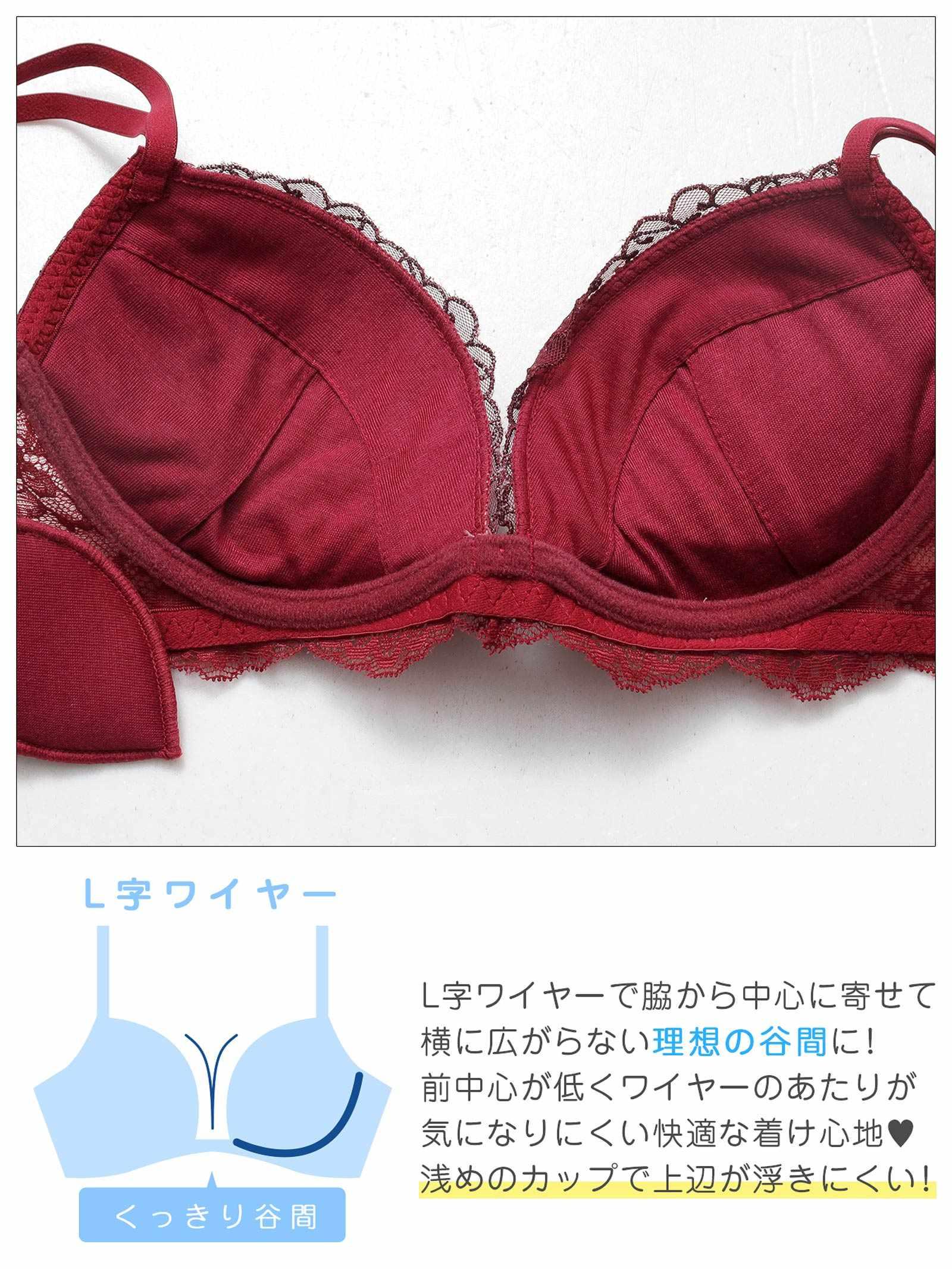 11/14新作!【EFサイズ】ルミエールディープフラワーブラジャー&バック透けフルバックショーツ
