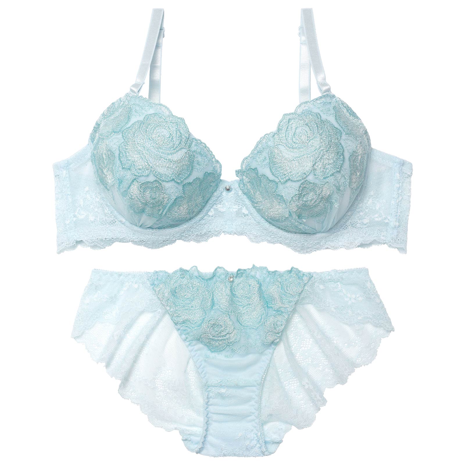 プリンセスグリッターローズブラジャー&バック透けフルバックショーツ