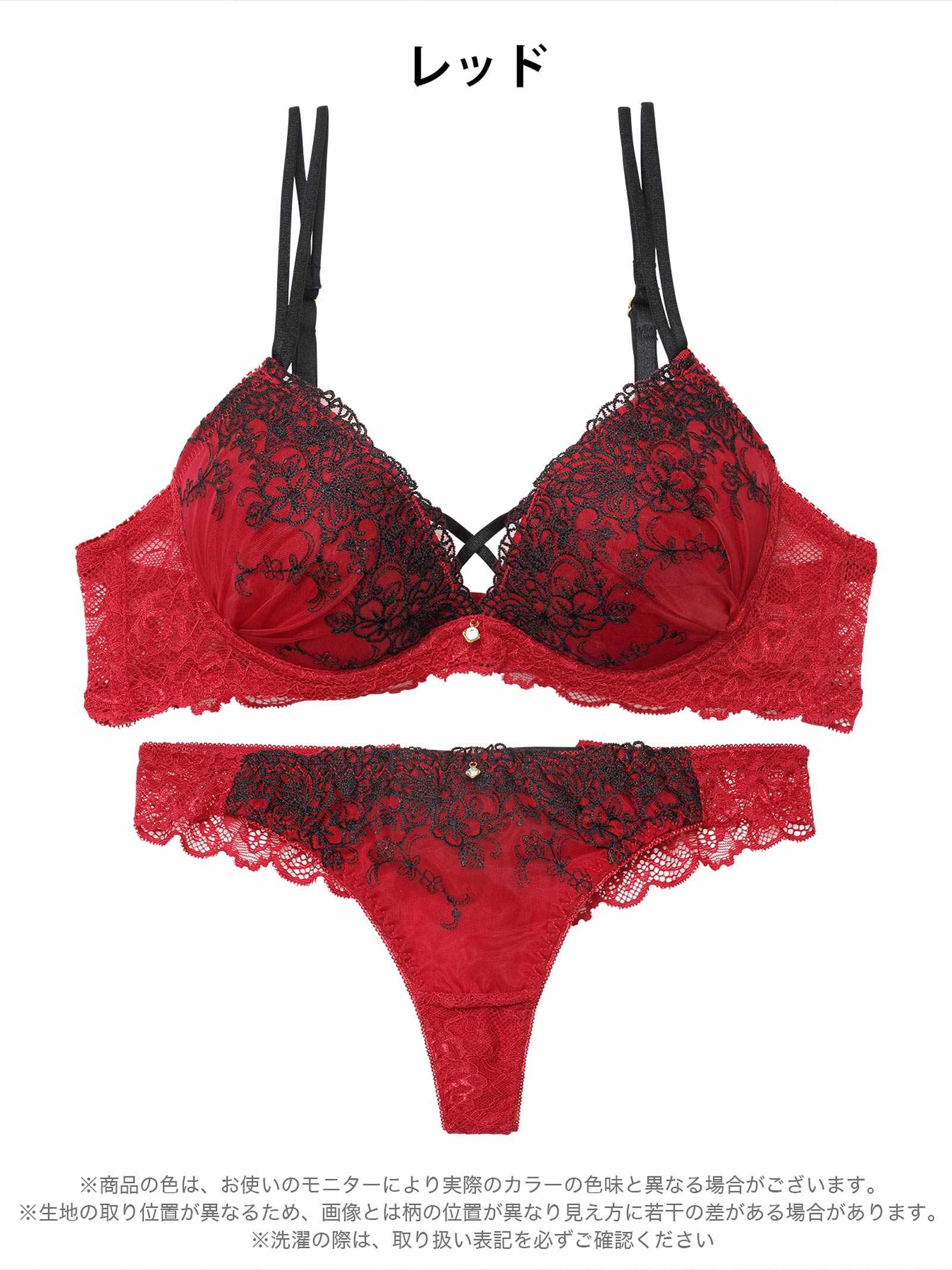 1/23新作!ディープクロスエンブロイダリーブラジャー&バック透けTバックショーツ