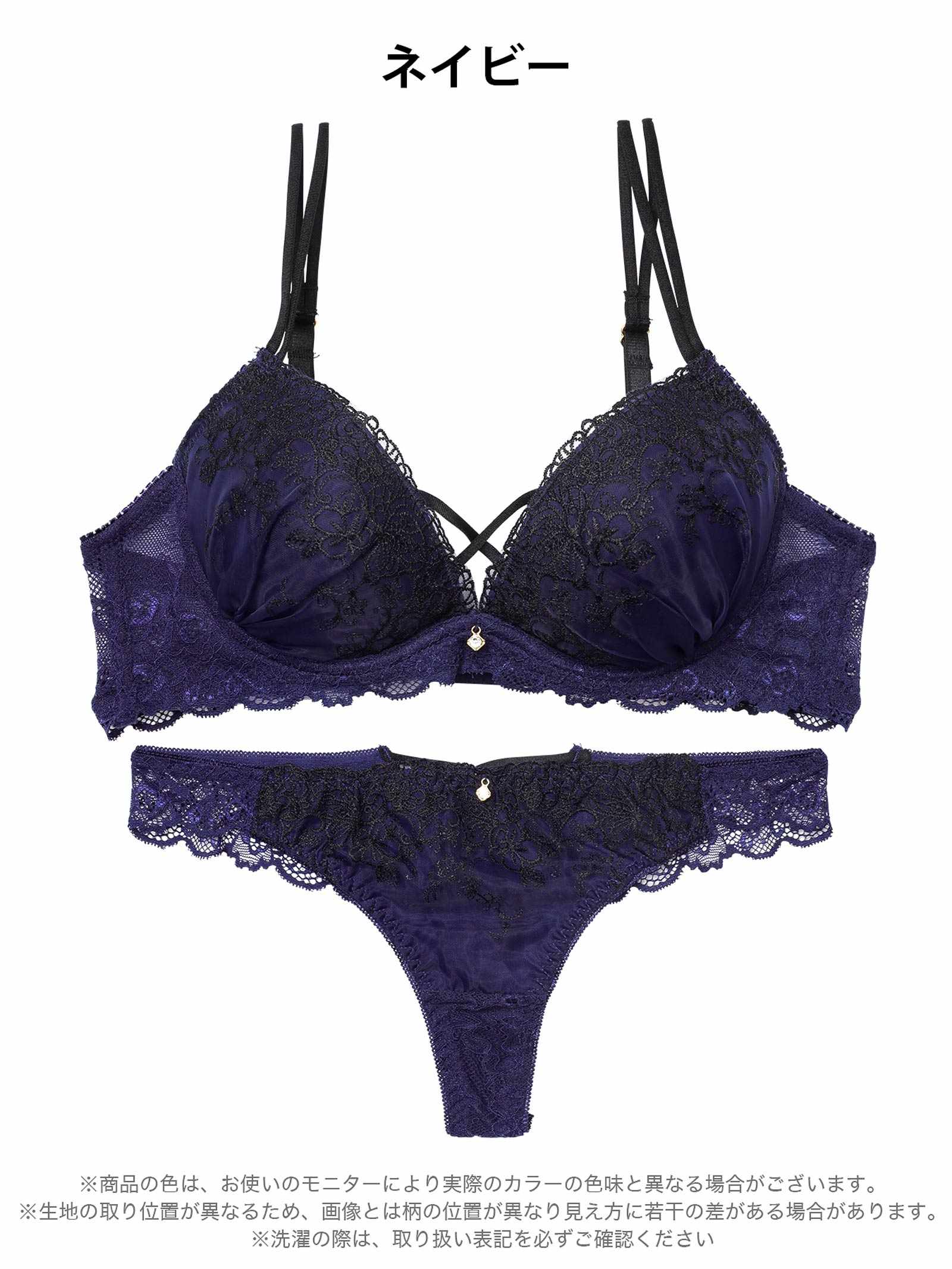 1/23新作!ディープクロスエンブロイダリーブラジャー&バック透けTバックショーツ